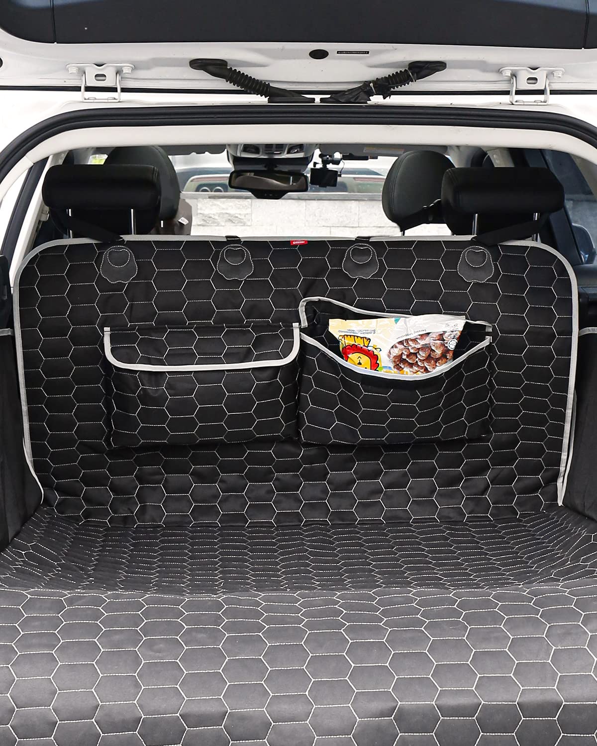 Oasser Suv Cargo Liner For Dogs, Waterproof Cargo Cover Pet Trunk Mat With Bumper Flap Protector 2 Large Pockets (Black, L With Side Flaps 40.5'' X 72.8'')