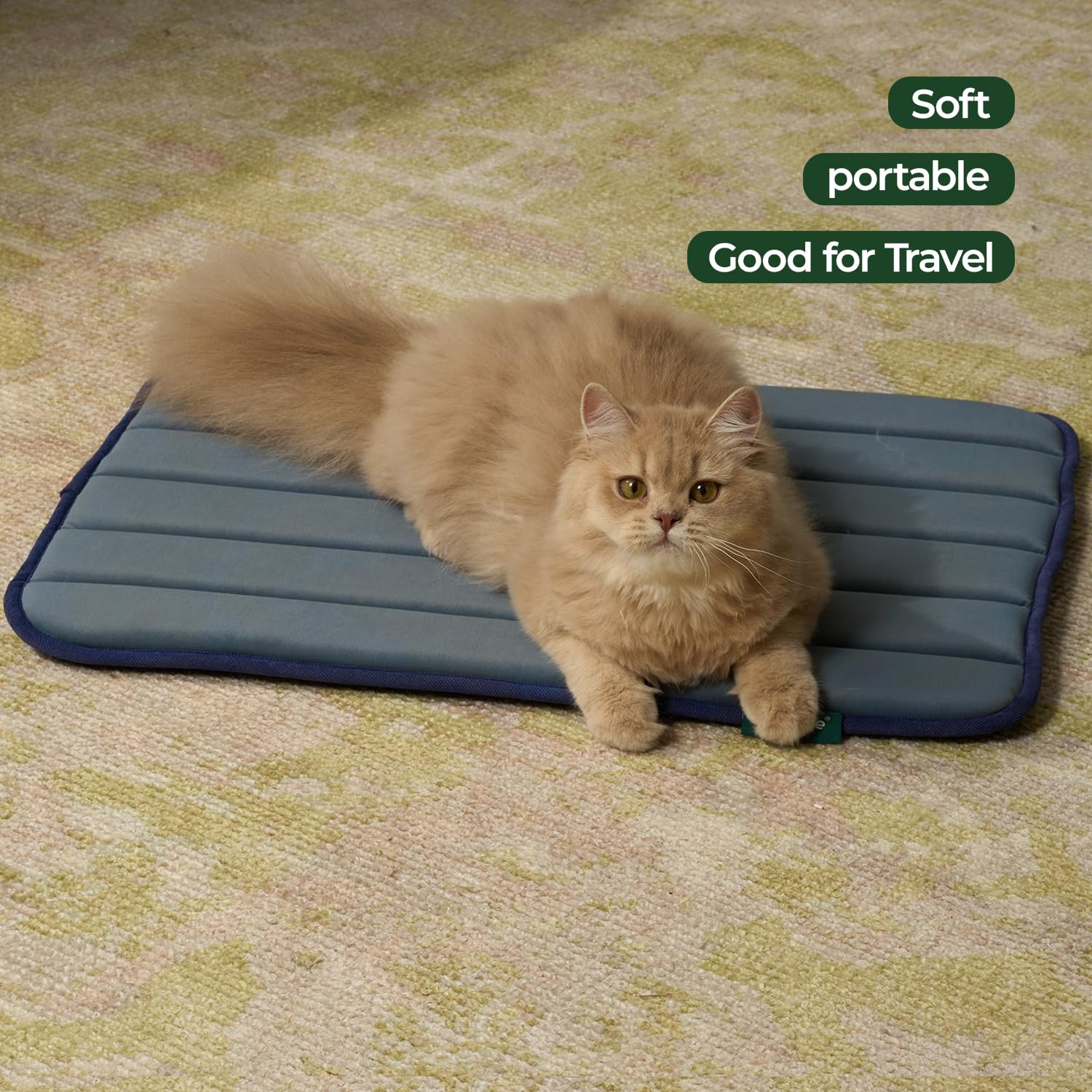 BALANCE Dog Crate Pad, Washable Water-Resistant Foam Mat, 24"x18", Dusty Blue, Model PSM04-PB-S
