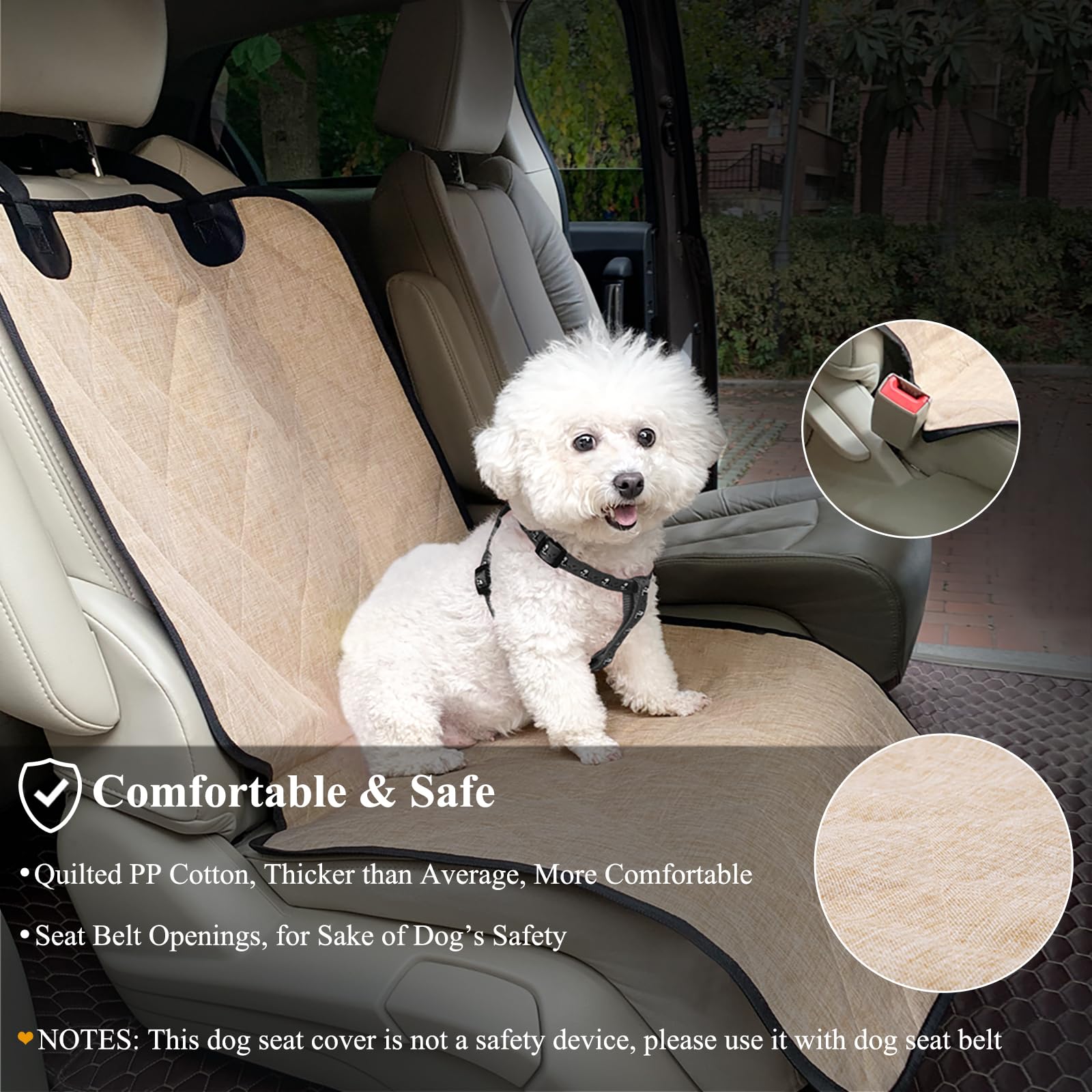 VIVAGLORY Front Dog Seat Covers, 2PACK No-Skirt Design 4 Layers Quilted & Durable 600D Oxford Dog Seat Cover for Most Cars, SUVs