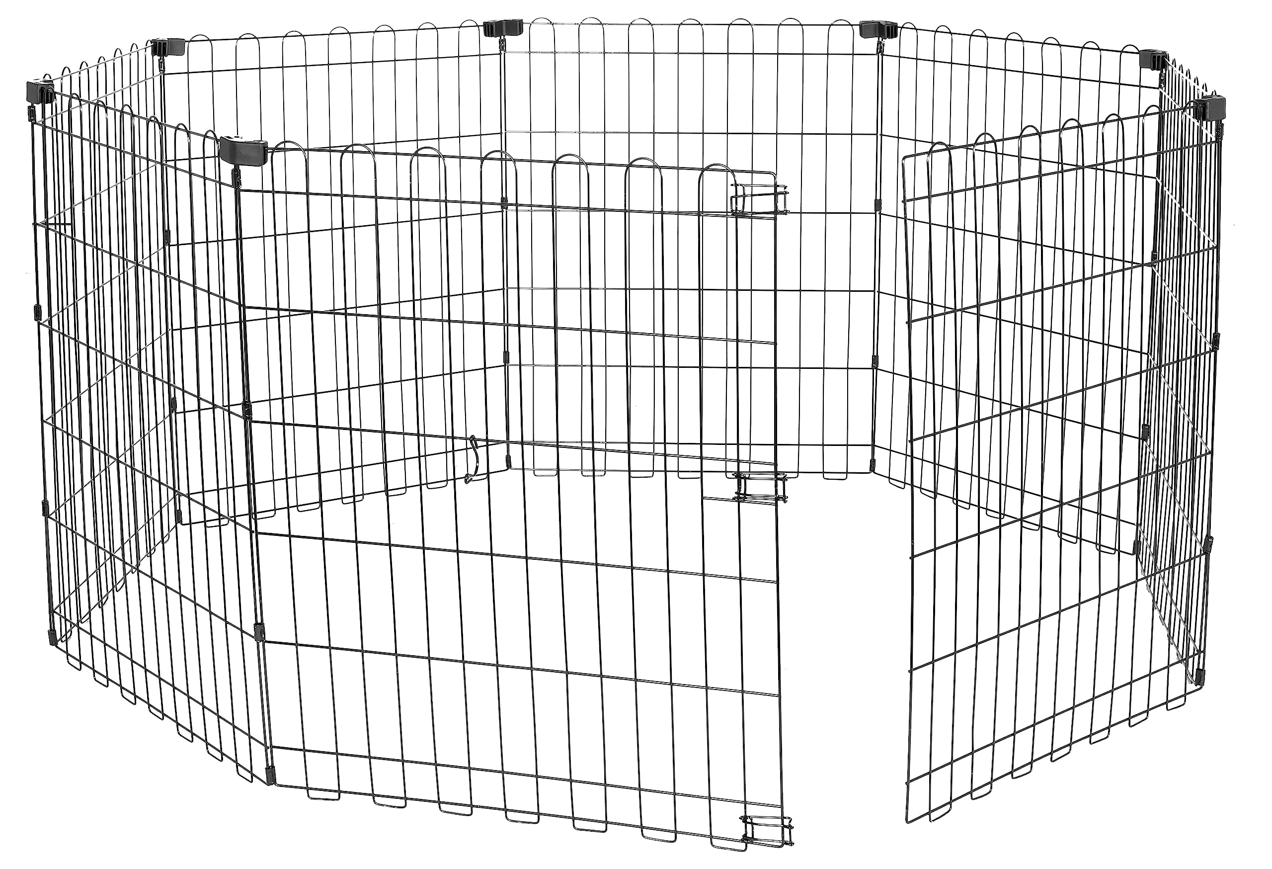 Amazon Basics Foldable Octagonal Metal Exercise Dog Playpen - Indoor/Ou, , Blacktdoor, No Door, Small (8 Panels, 24 X 30), Easy 