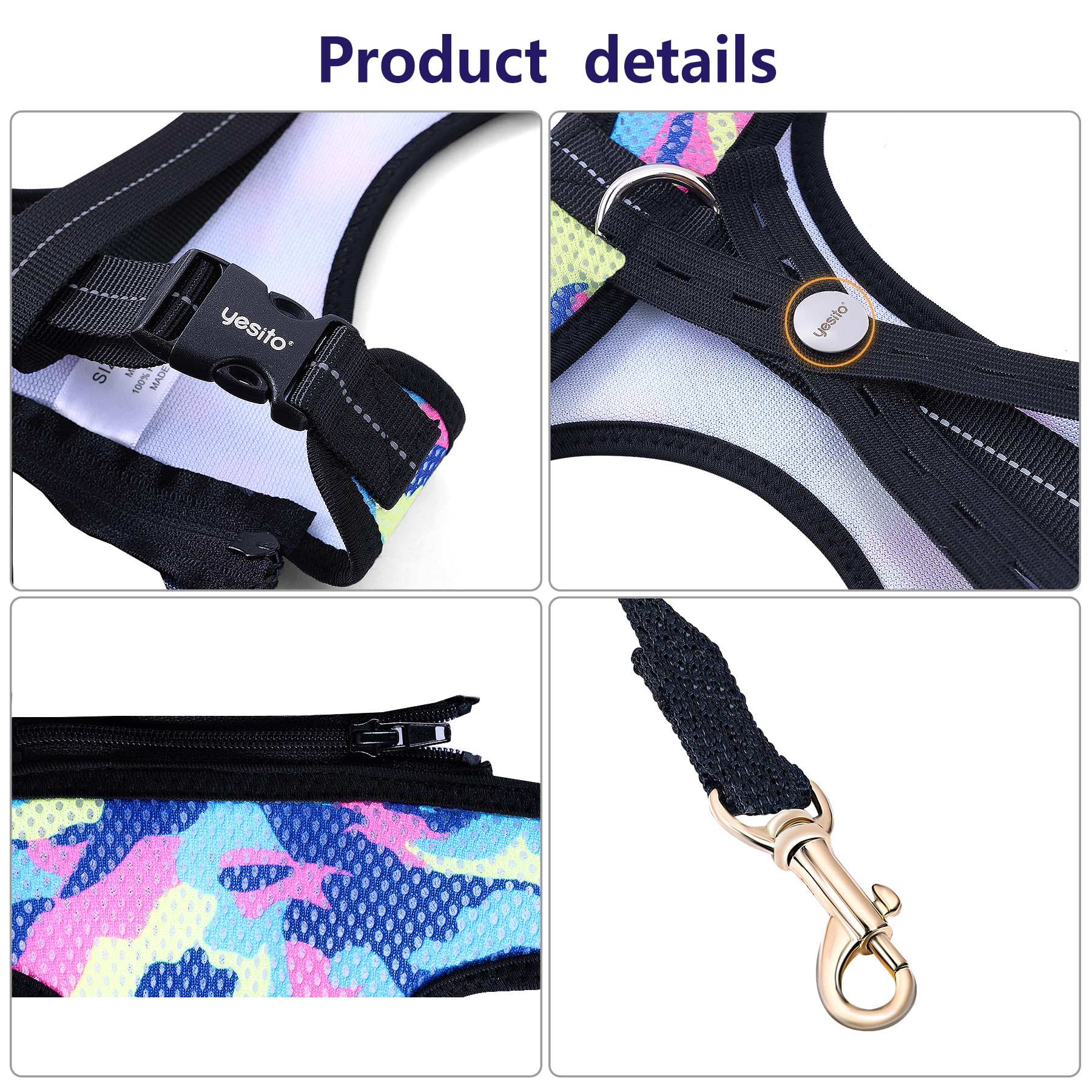 Yesito Chicken Harness Hen Camouflage Pink Size with 5.8ft Matching Leash - Adjustable, Resilient, Comfortable, Breathable (Larg