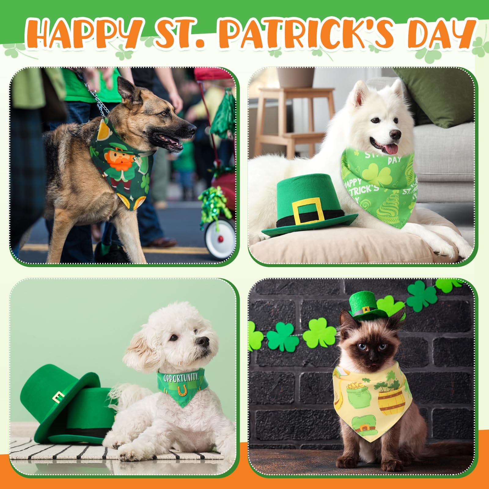 Chunful 50 Pcs St. Patrick'S Day Dog Bandanas Bulk With Sayings Dog Bandanas Triangle Scarf Puppy Bibs Pet Costume Adjustable Ca