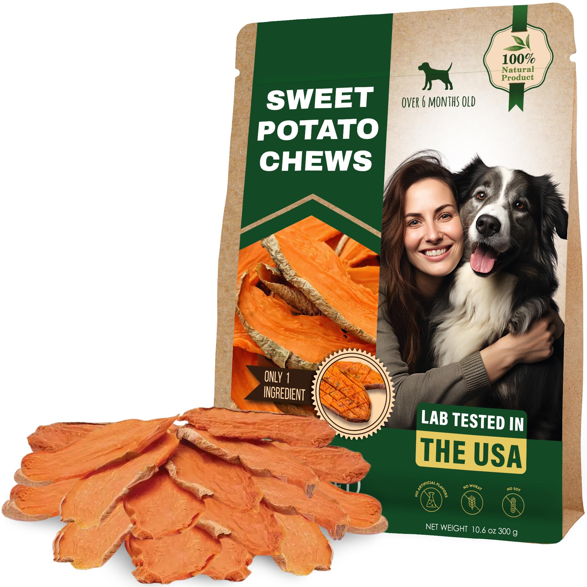 Dog Treats Sweet Potato Chips 11 oz - All Natural Pet Snack Chews - Grain Free & Human Grade Dried Snacks in Bulk - Best Jerky f