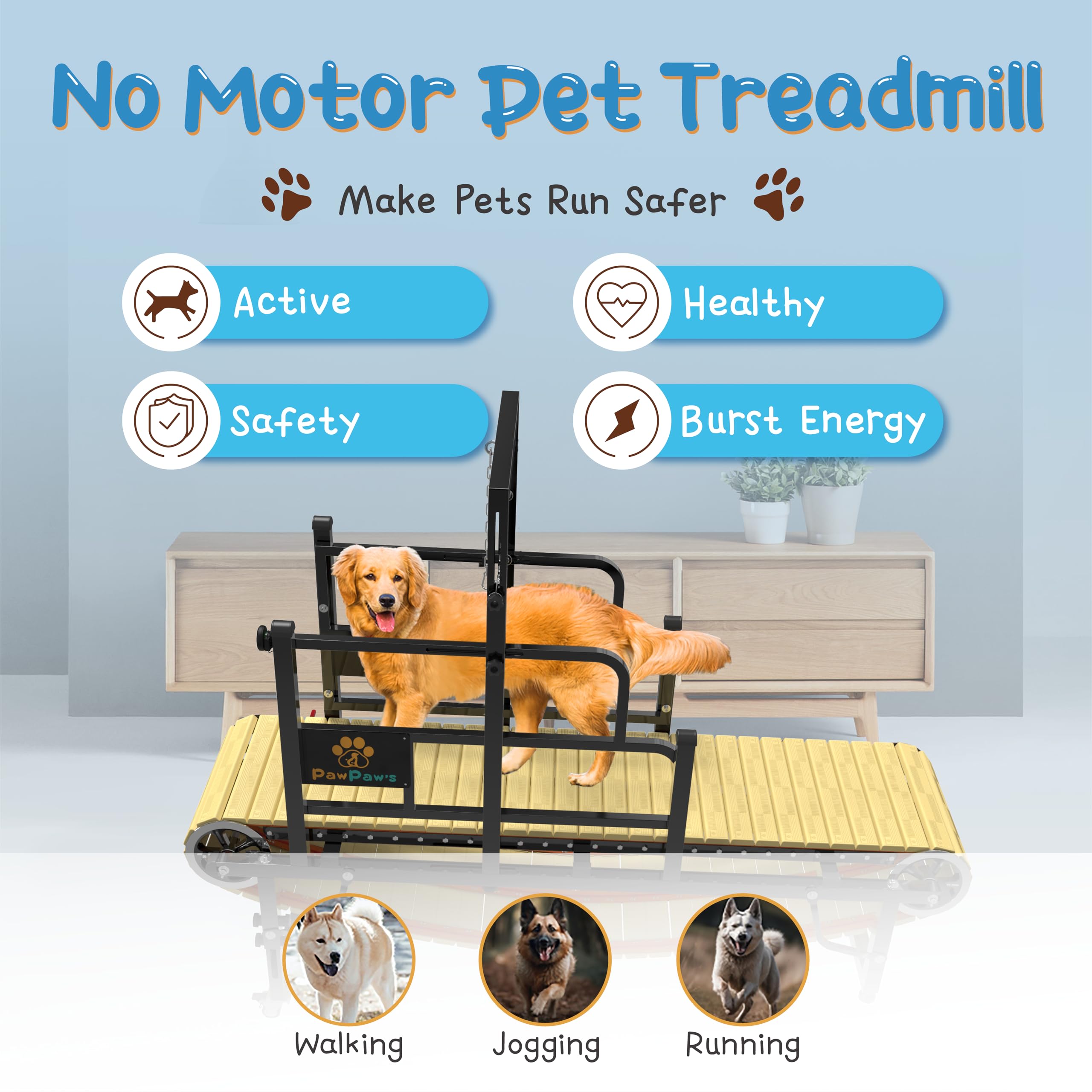 Pawpaw'S Dog Treadmill For Large Dogs, Medium Dogs With Brake. Dog Slatmill For Healthy & Fit Dog Life, Dog Treadmill For Indoor