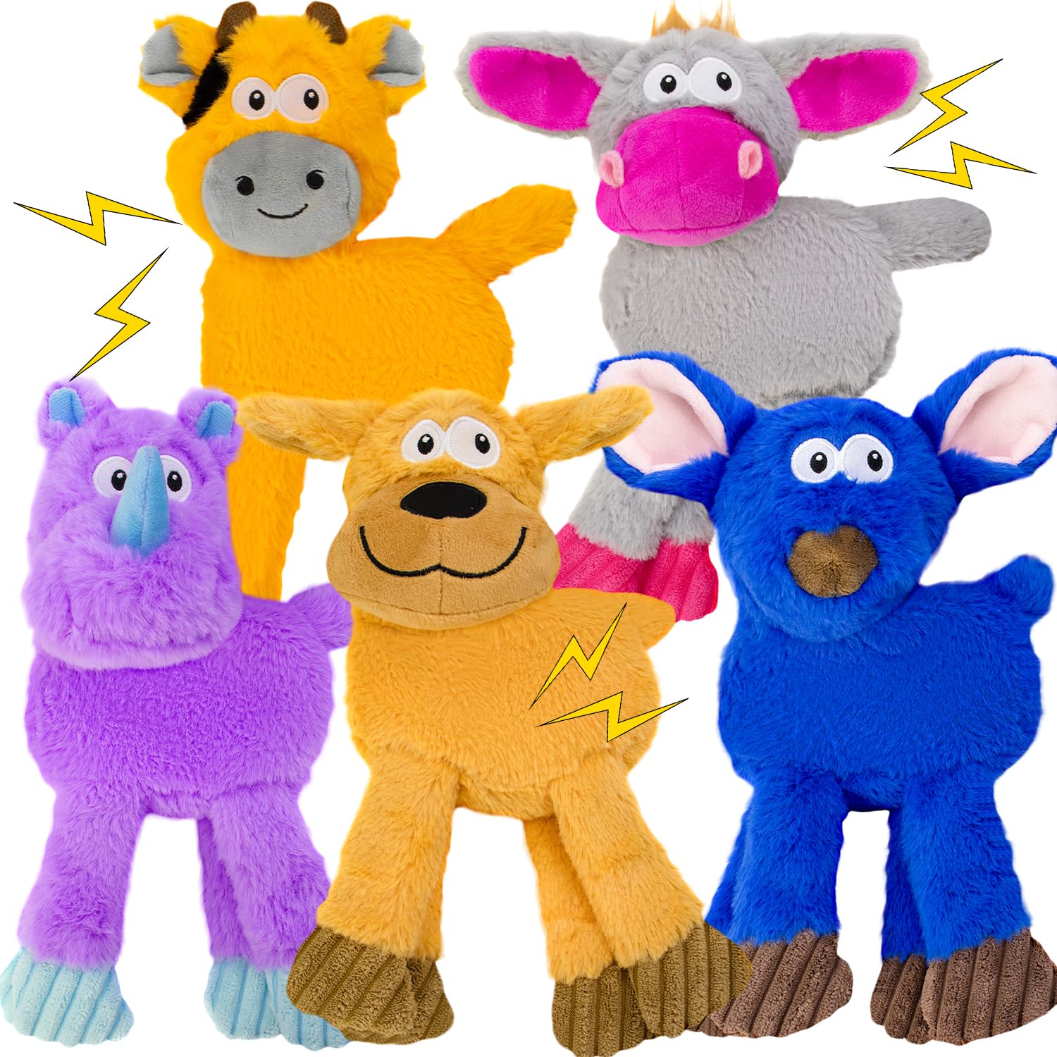 VWPTCHI Squeaky Dog Toys, No Stuffing 5 Pack Crinkle Dog Toy for Small,Medium Large Dogs, Not for Aggressive Chewers, Indoor Out