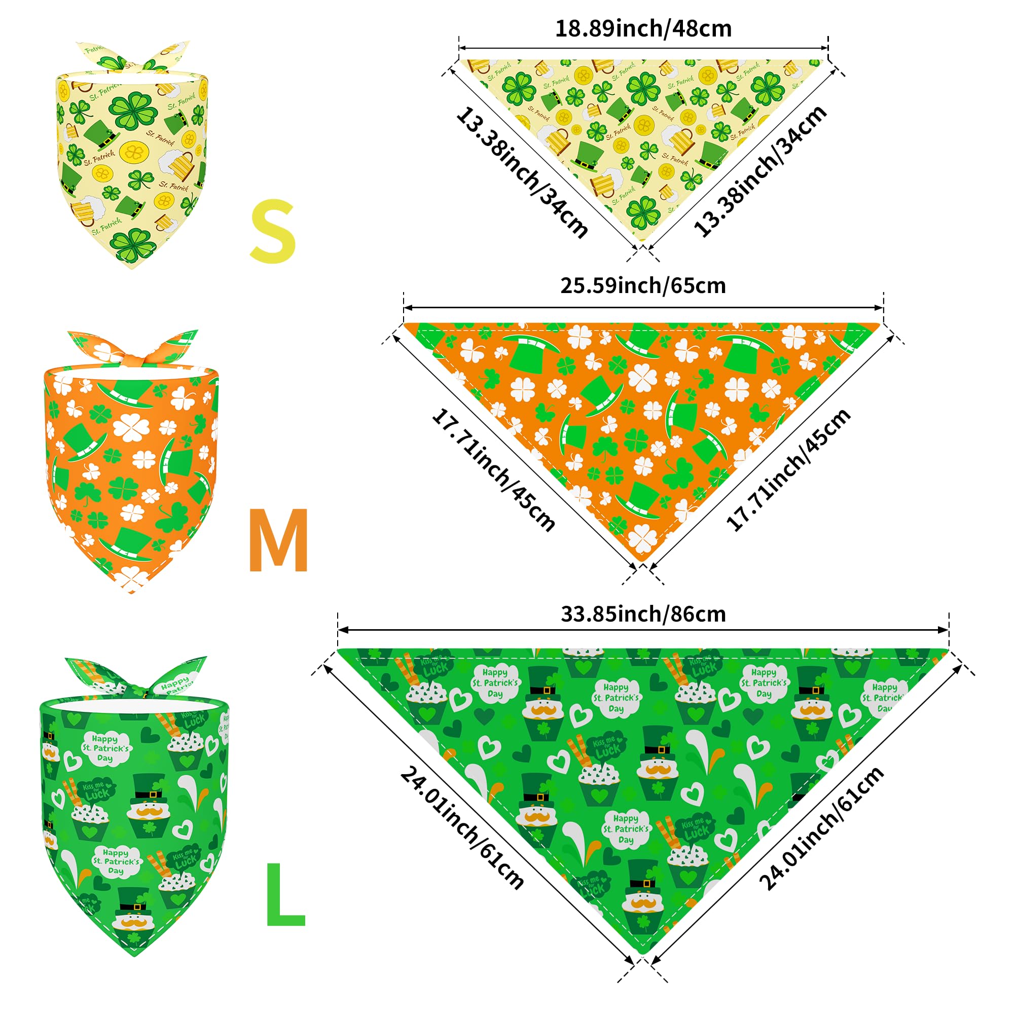 JpGdn 10PCS St.Patricks Day Dog Bandanas for Medium Dogs Triangle Bibs Scarves Boys and Girls Grooming Accessories