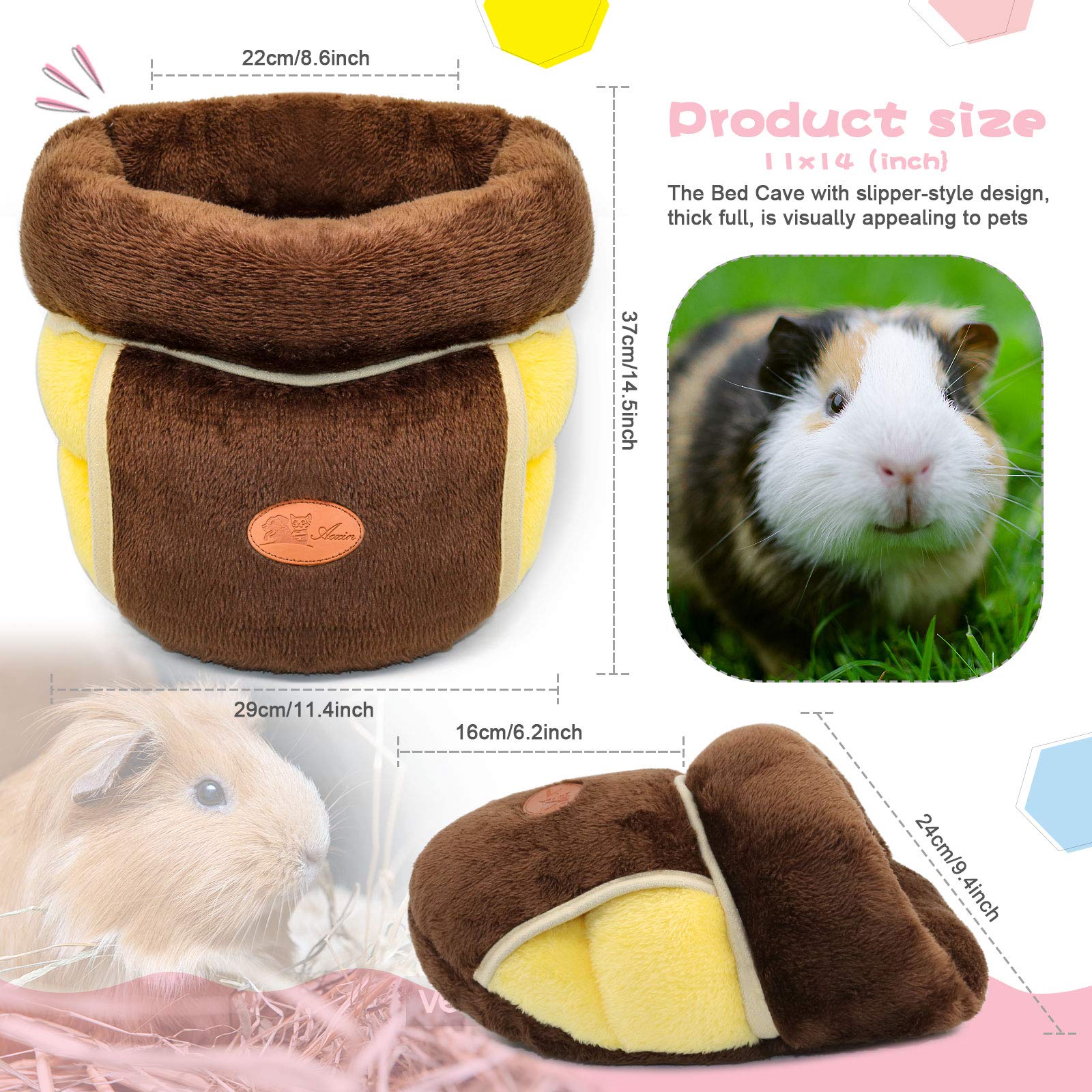 Yuepet Guinea Pig Bed Cuddle Cave Warm Fleece Cozy House Bedding Sleeping Cushion Cage Nest For Small Animal Squirrel Chinchilla