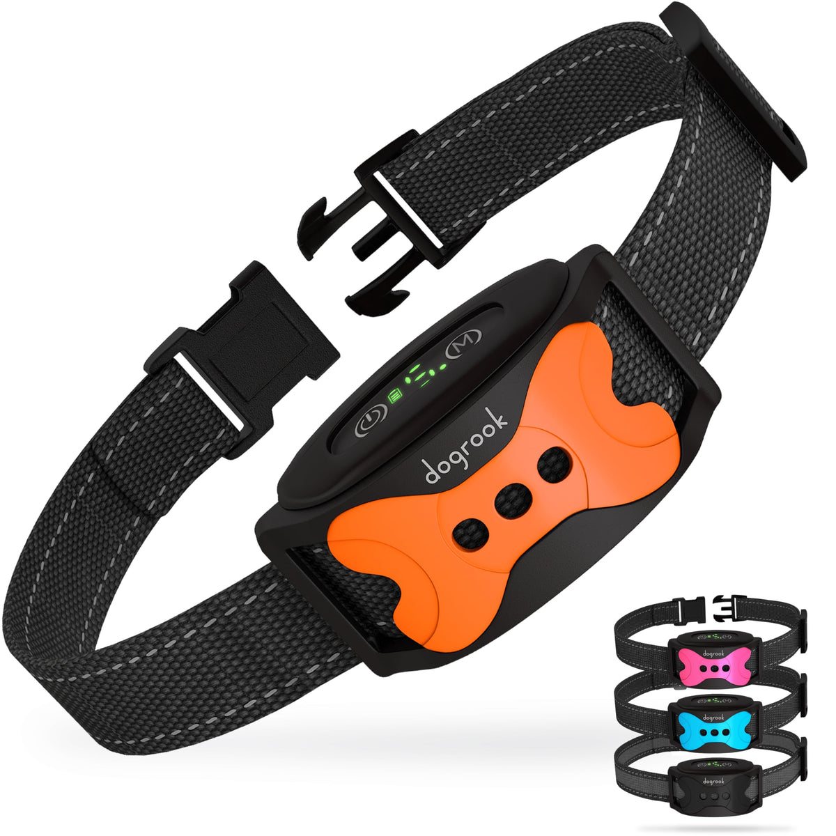 Dogrook Dog Bark Collar - Rechargeable Smart Anti Barking Collar For Dogs - Waterproof No Shock Bark Collar For Small/Medium/Large Dogs - Anti Bark Collar For Dogs With 5 Sensitivity Levels