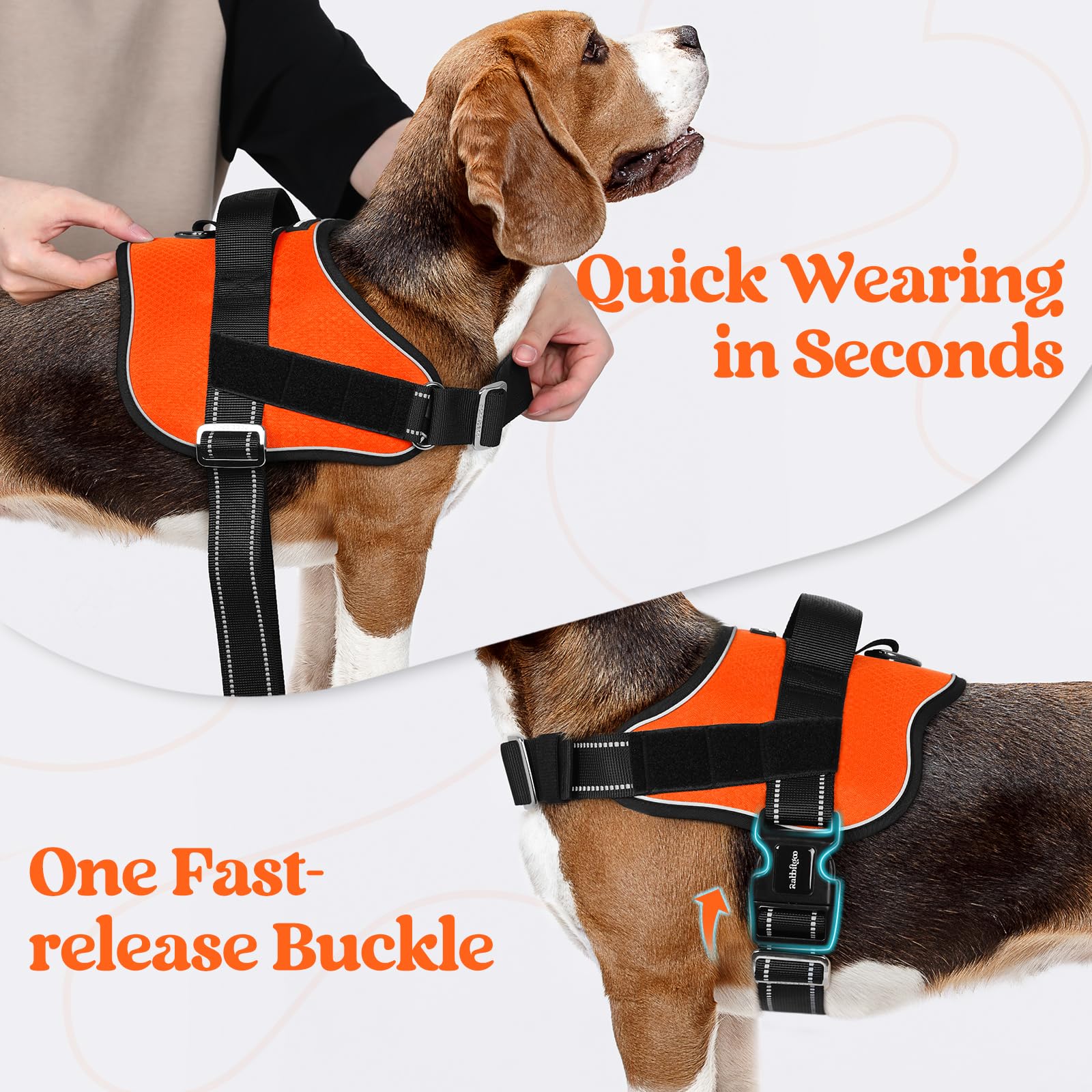 Rabbitgoo Dog Harness For Small, Easy On Pet Vest With One Buckle, No Pull Adjustable Service Harness With D-Ring & Handle, Refl