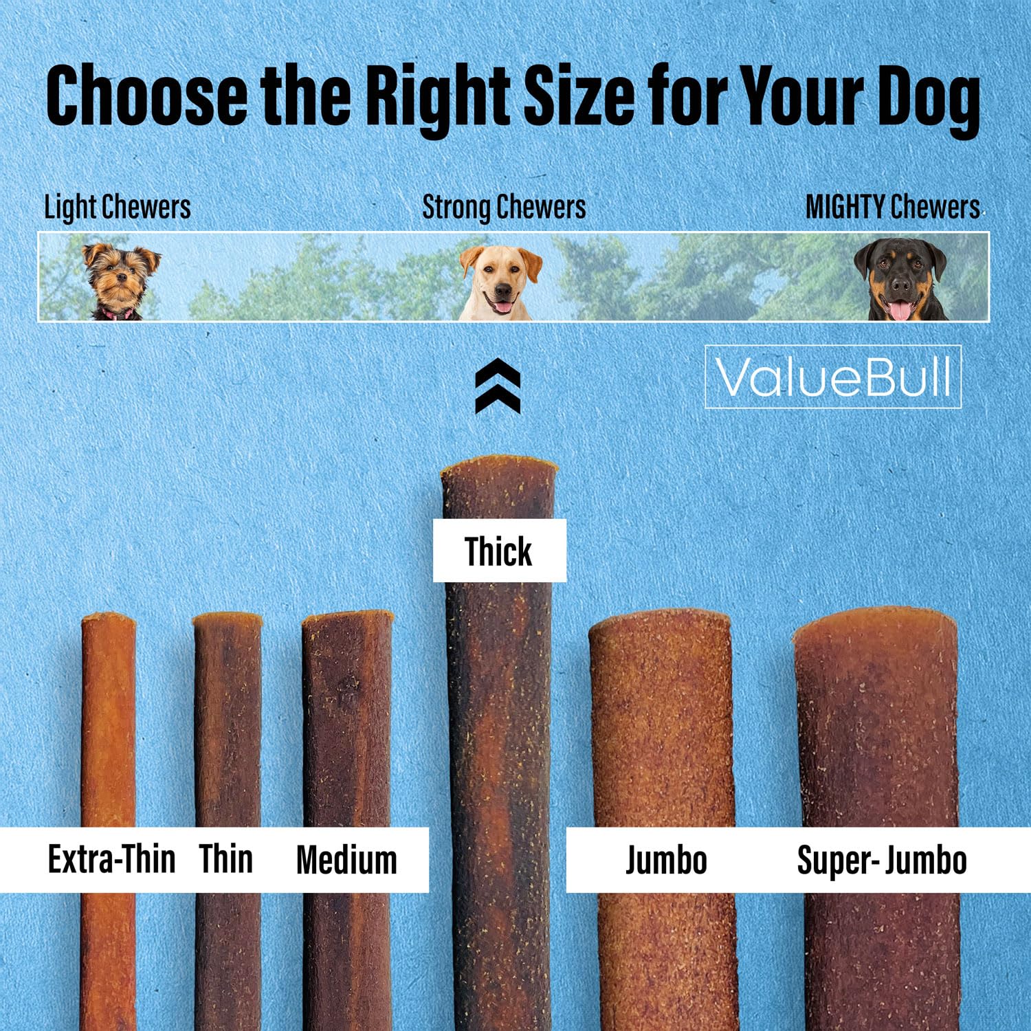 ValueBull Collagen Sticks for Dogs, 12 Inch Thick Chews, Natural Long-Lasting Dog Treats, 25 Count - Supports Joints, Skin & Coa