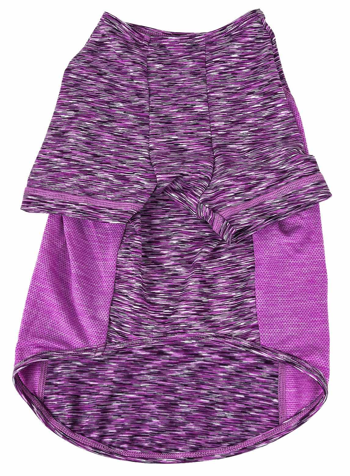 Pet Life  Active 'Warf Speed' Heathred Dog Fitness and Yoga Pet T-Shirt Dog Clothes - Performance Dog T-Shirt with 4-Way-Stretch