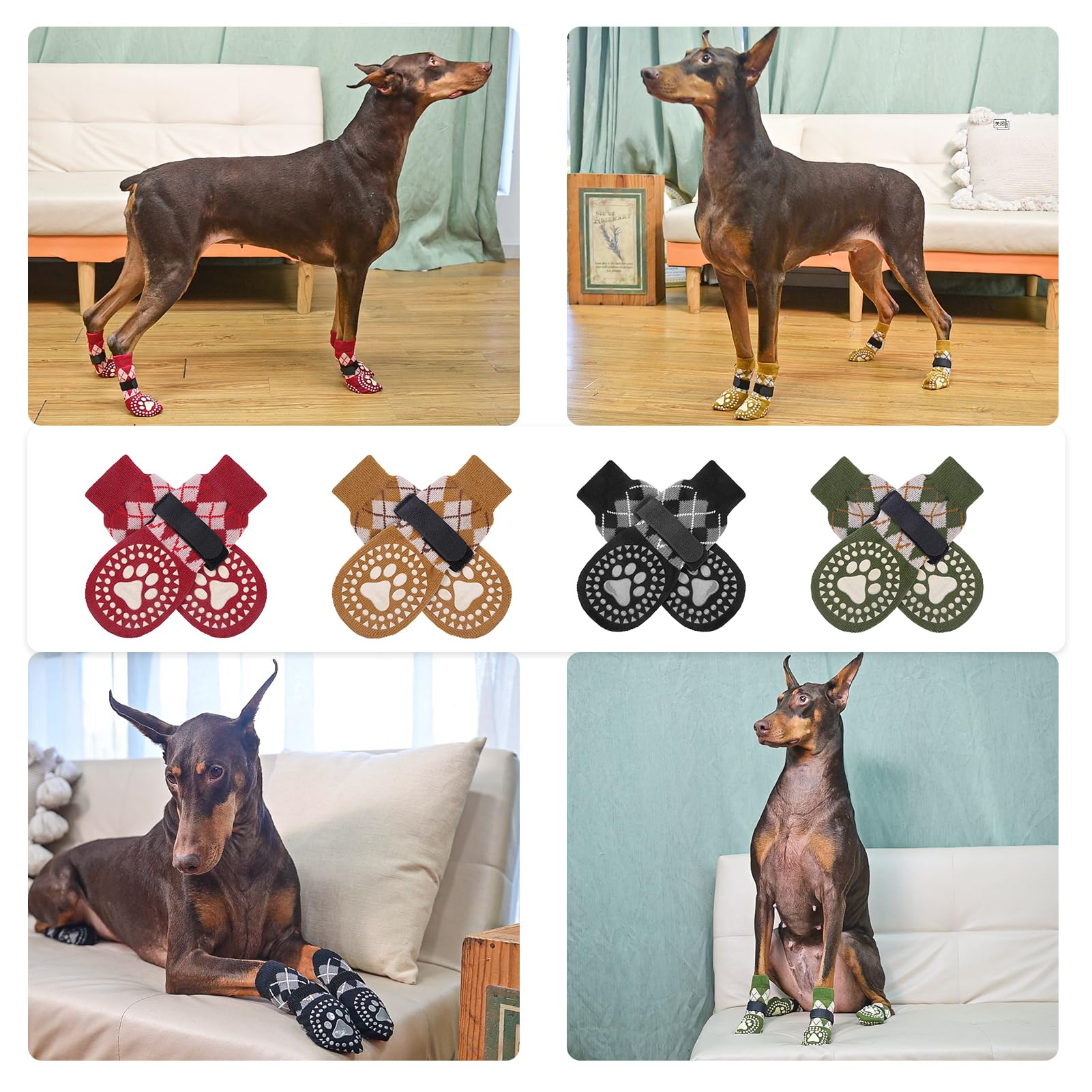 Beautyzoo Dog Socks To Prevent Licking Paws, Dog Shoes For Hot Pavement Small Medium Large Senior Dogs Booties, Non Slip Dog Boo