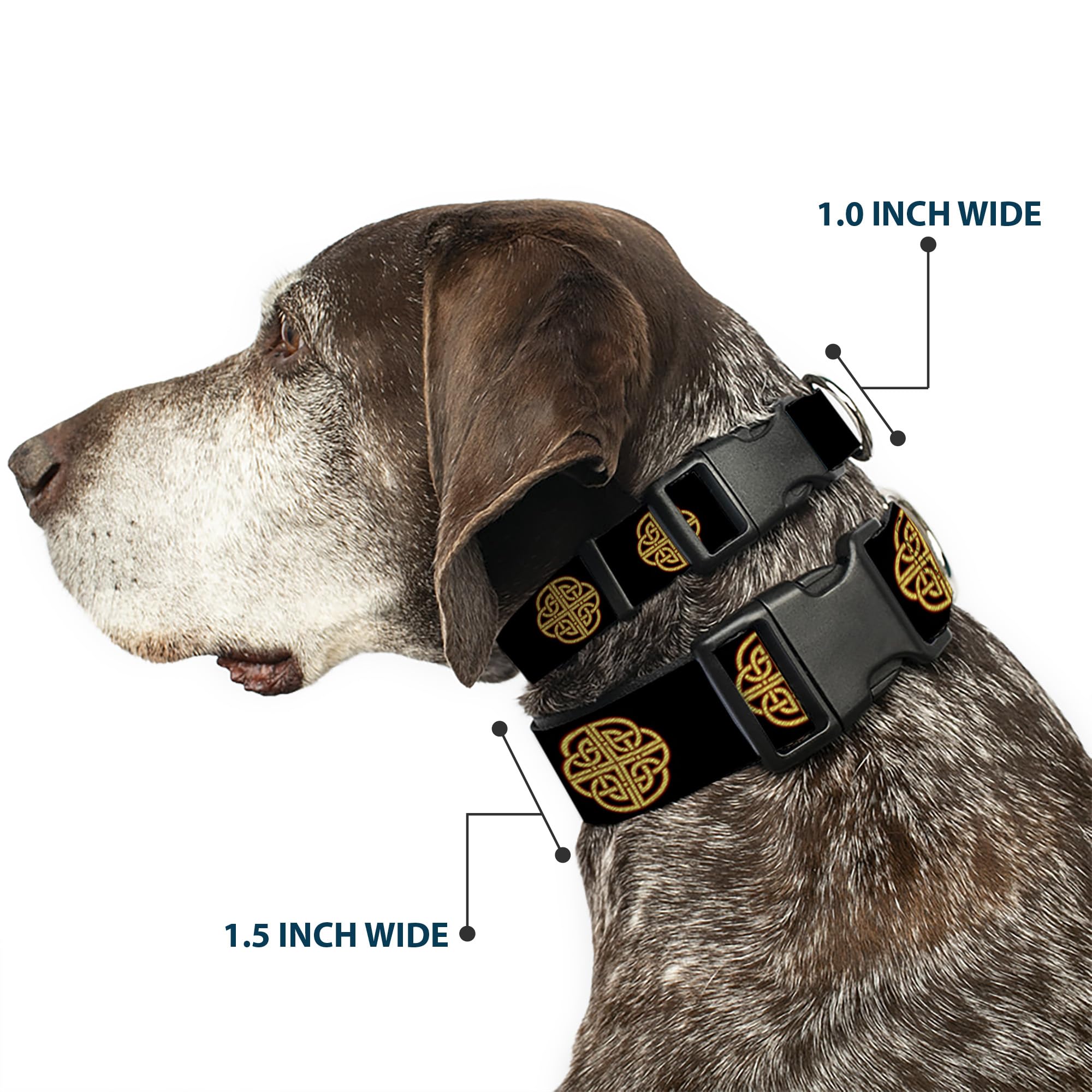 Buckle-Down Plastic Clip Collar - Celtic Knot Black/Burgundy/Gold - 1/2' Wide - Fits 8-12' Neck - Medium