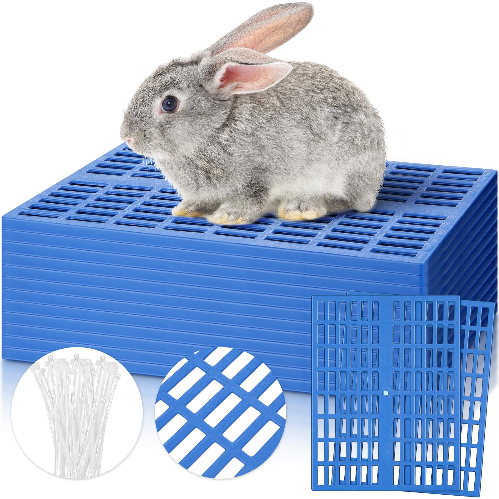 Kigley 12 Pcs Plastic Rabbit Cage Mat, Rabbit Floor Mat Foot Resting Pads For Small Animal Hamster Chinchilla Rat Guinea Pig, Ma