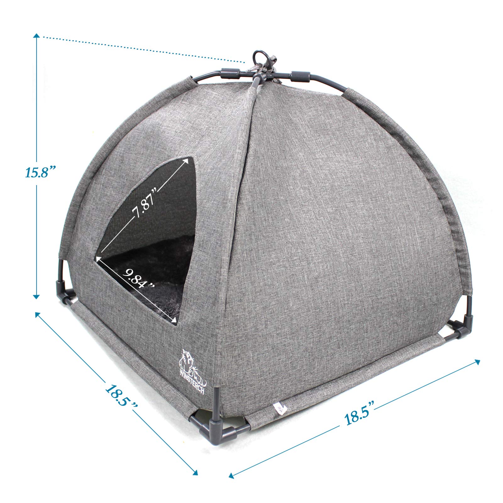 Winsterch Cat Bed For Indoor Cats,Kitten Bed,Cat Cave Bed,Warm Enclosed Covered Cat Tent,Outdoor Cave Bed House For Cats,Puppy Or Small Pets (18.5'' X 18.5'' X 15.8'', Grey)