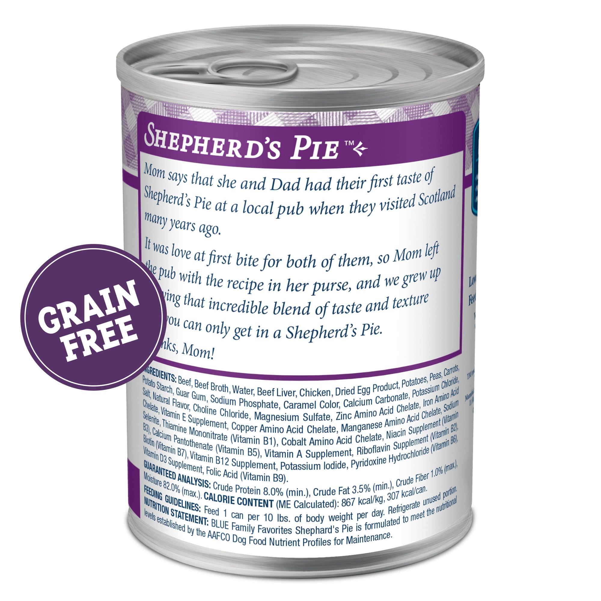 Blue Buffalo Family Favorites Adult Wet Dog Food, Made with Natural Ingredients, Shepherd s Pie, 12.5-oz Can (Pack of 12)