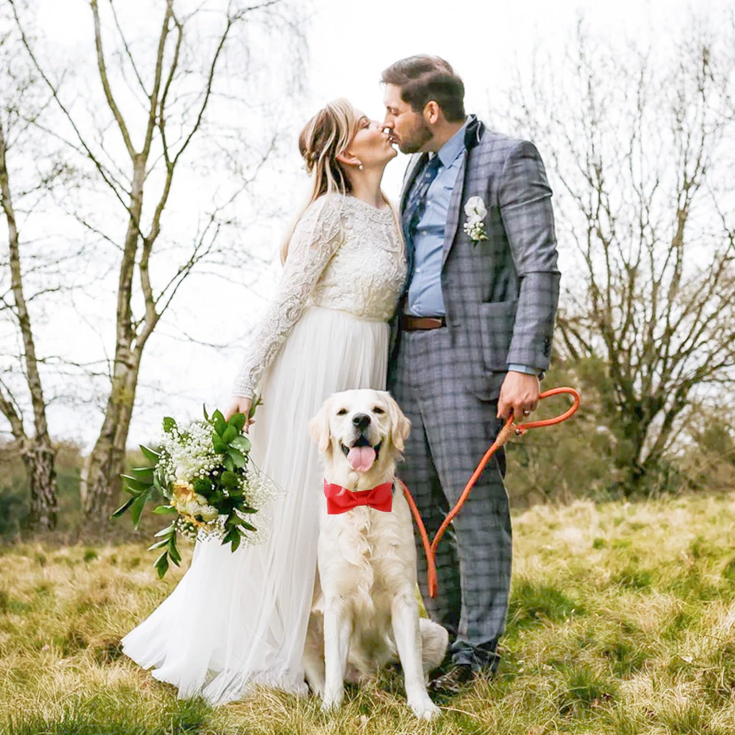 Segarty Dog Bowties For Medium Large Dogs, Adjustable Red Bowtie Collar, Durable Dog Neck Tie Tuxedo Comfortable Cotton Pets Bow