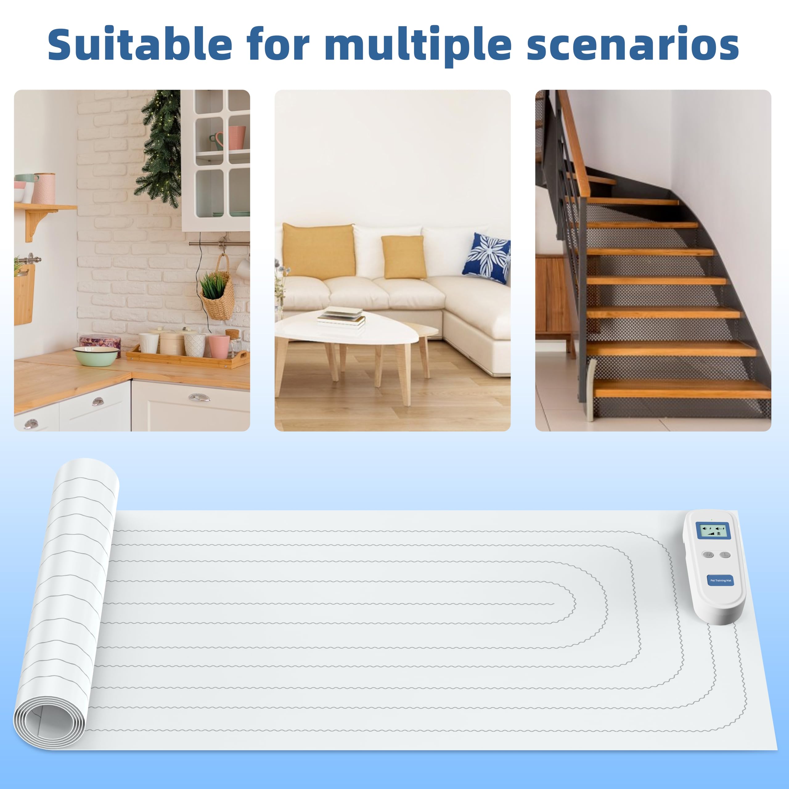 petnais scat mat for Cats -3 Training Modes,Indoor cat Deterrent Pad, cat and Dog safetyPet Shock Pads,Dog Feces pad,Prevents Ca