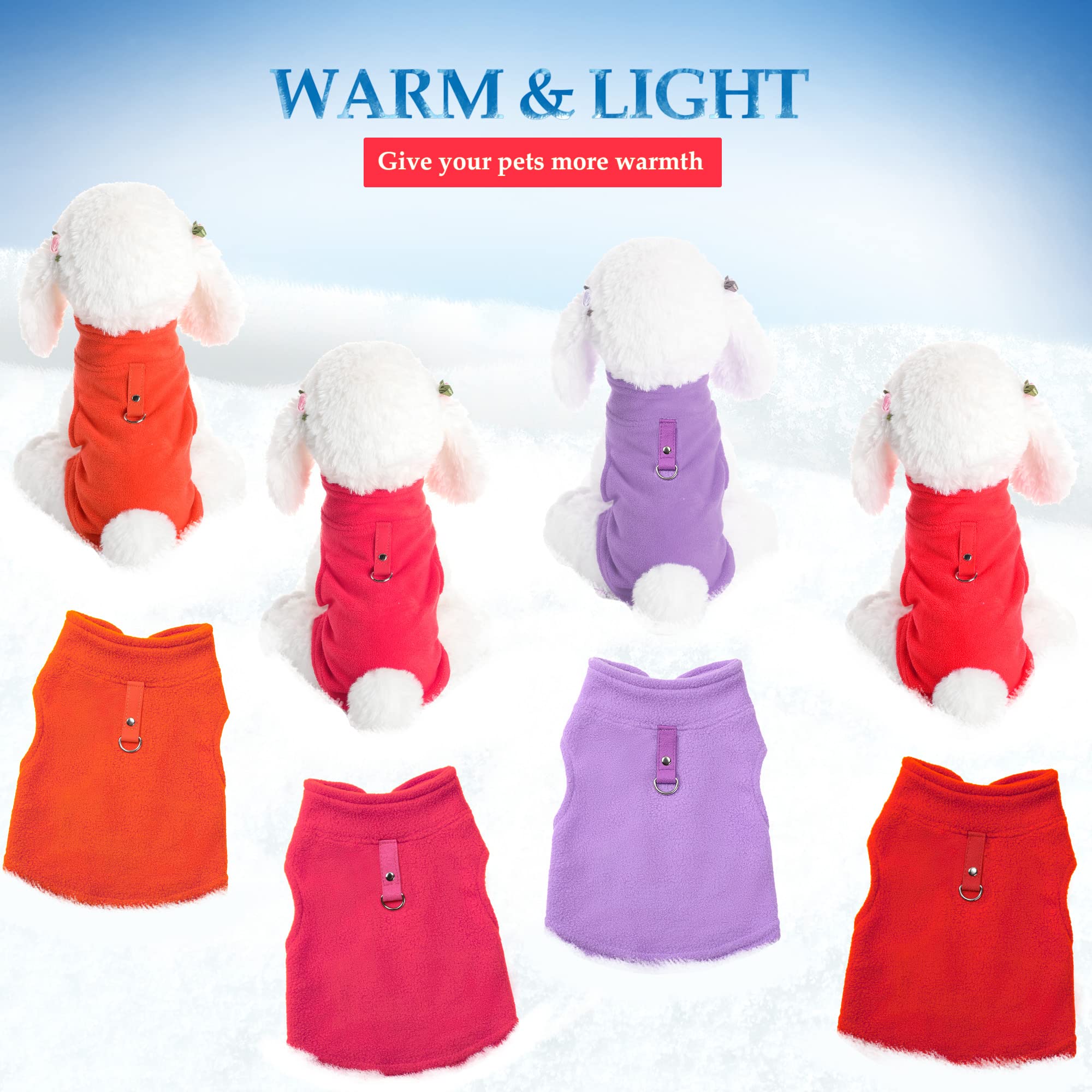 4 Pieces Fabric Dog Sweater With Leash Ring Winter Fleece Vest Dog Pullover Warm Jacket Puppy Clothes For Puppy Cat Chihuahua(X-