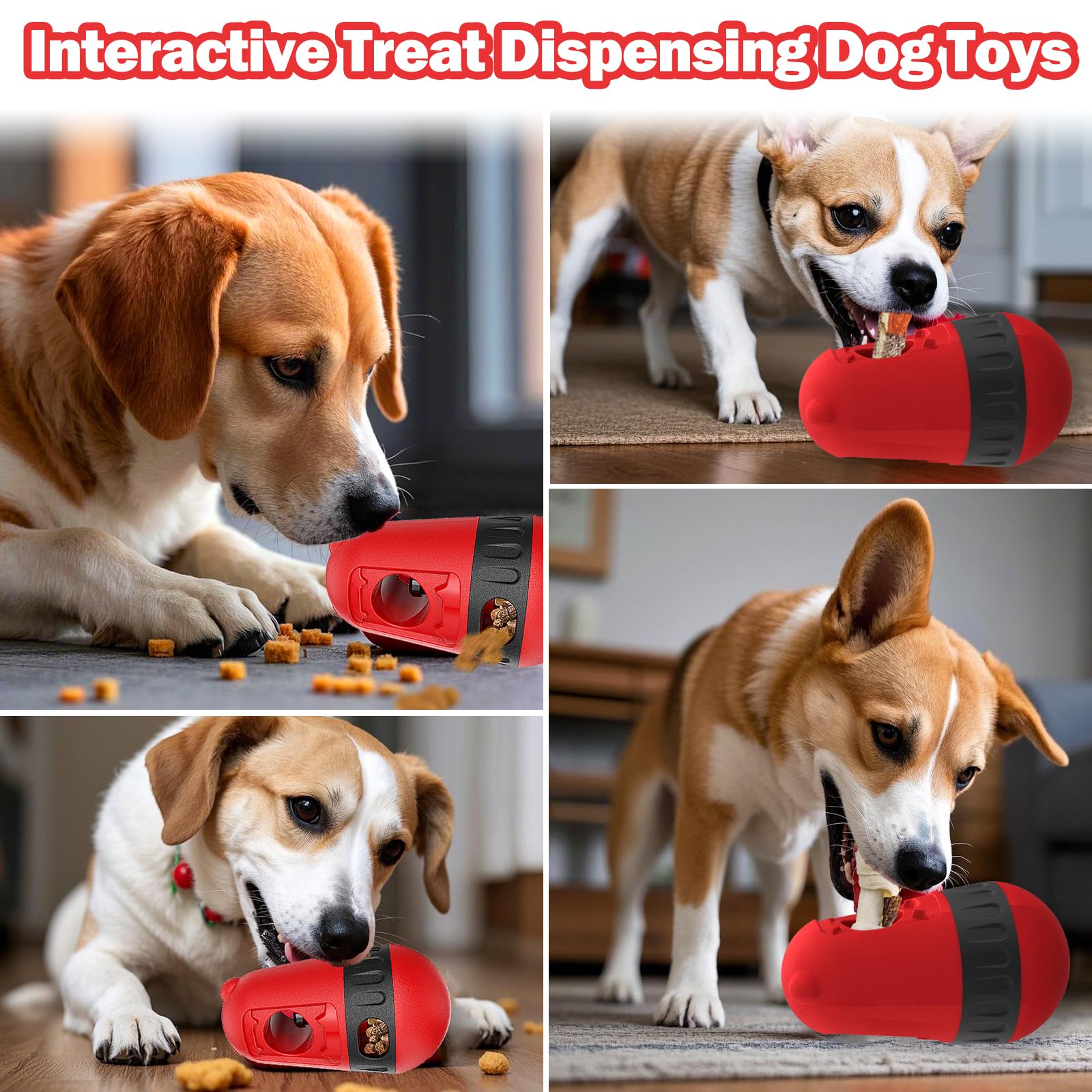 2 In 1 Treat Dispensing Dog Toys, Adjustable Puzzle Feeder Dogs With Bully Stick Holder For Small/Medium/Large Dogs, Interactive