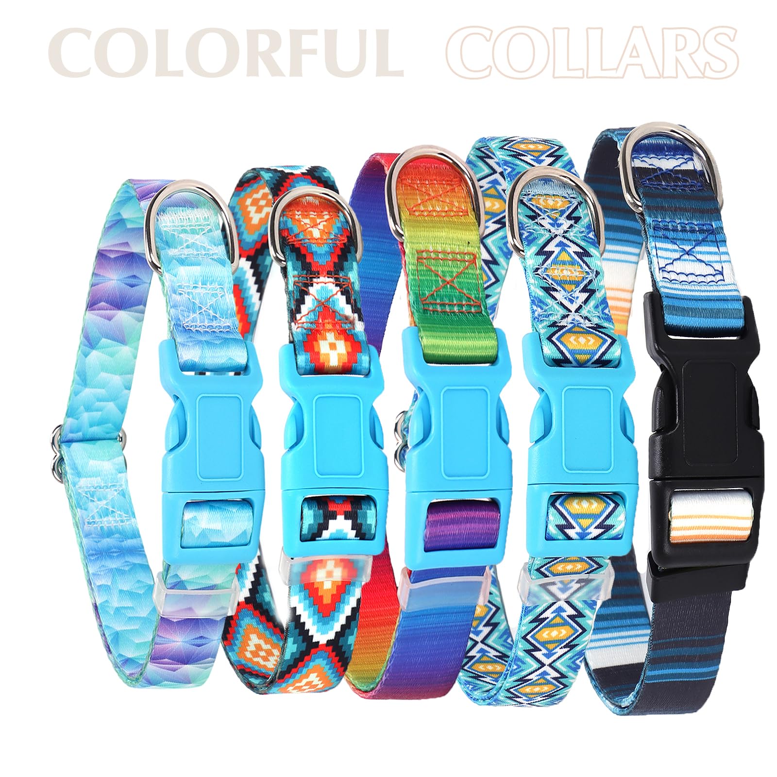 Dog Collars For Medium Dogs With Cute Blue Stripes Design For Boys Dog, Adjustable Soft Pet Collar For Xs Small Medium Large Dog