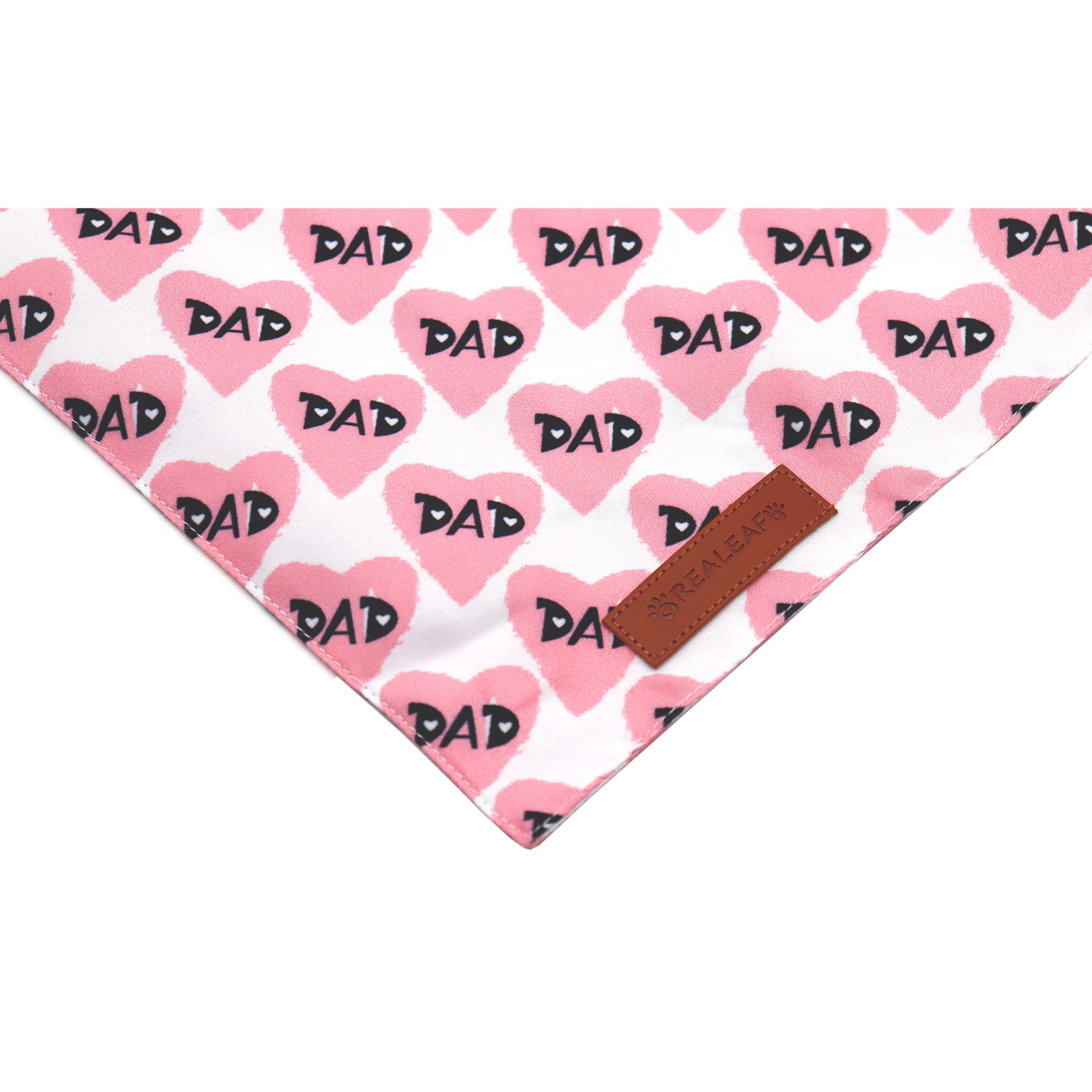 Realeaf Fathers Day Dog Bandanas 2 Pack, Reversible I Love My Dad Pet Scarf For Boy And Girl, Premium Durable Fabric, Bandana Fo