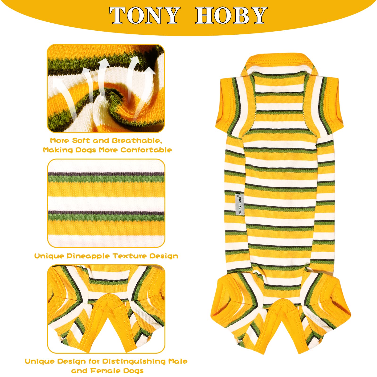 Tony Hoby Dog Pajamas, Dog Surgical Recovery Suit, Knitted Dog Shirt For Small Medium Dog (Yellow&Green, Girl, Xl)