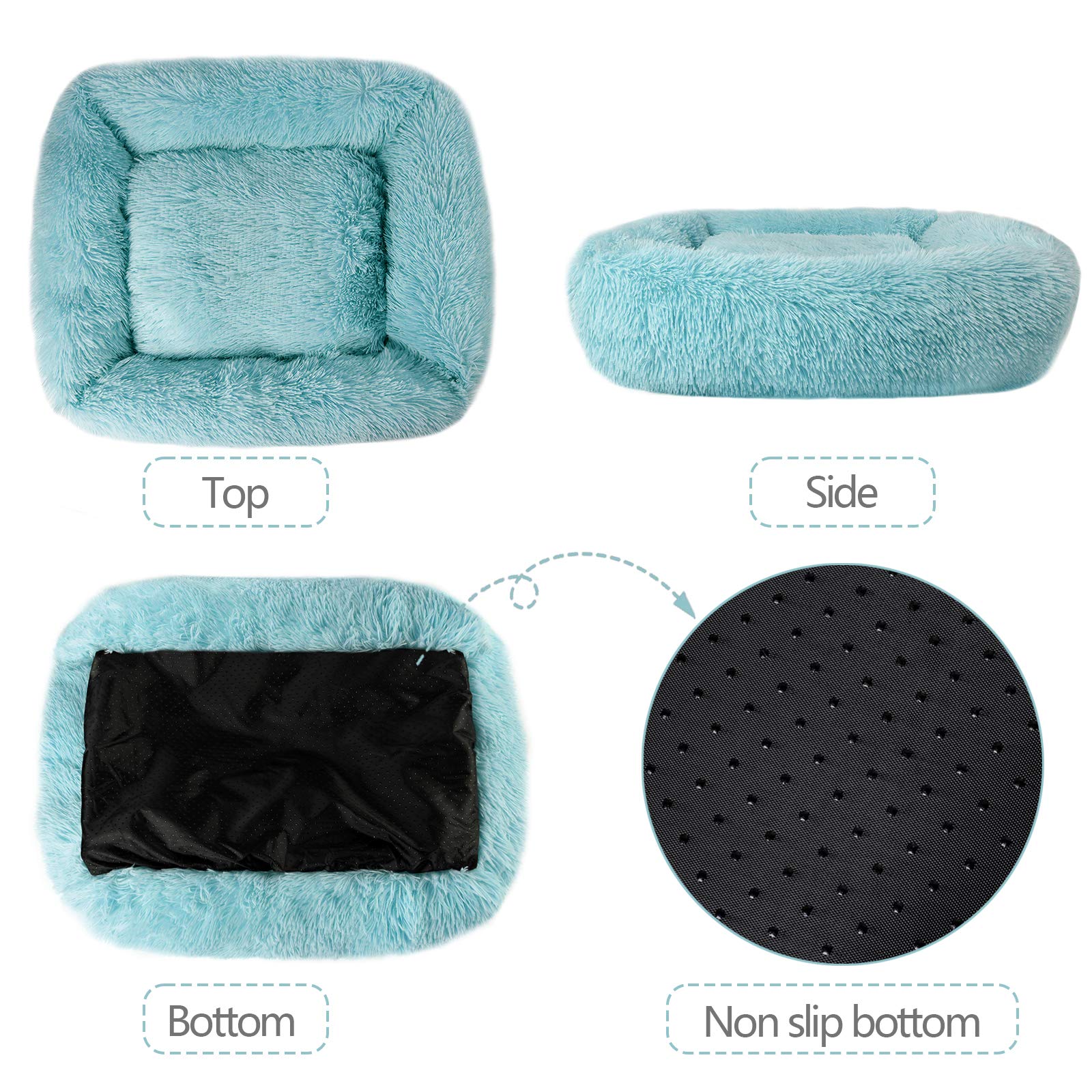 Lucky Monet Dog Bed For Large Dogs - 31.5'' X 27.6'', Soft Calming Bed With Sides - Washable, Teal