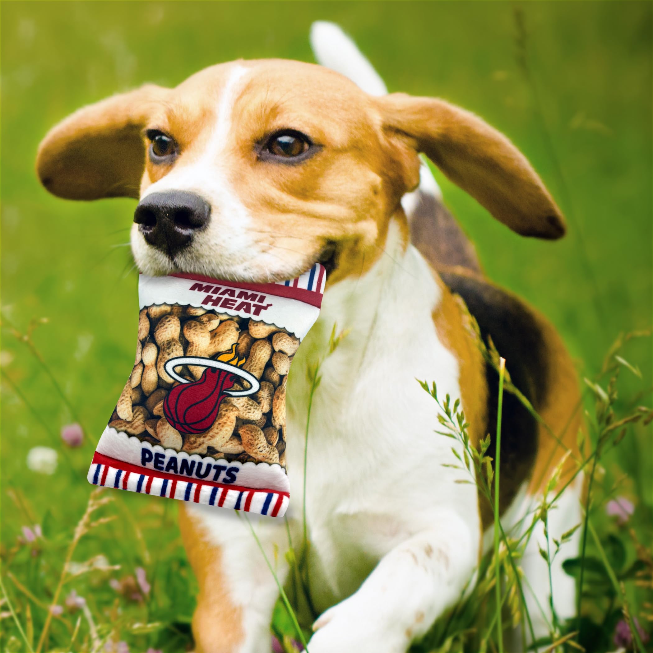 Pets First Nba Miami Heats Crinkle Fine Plush Dog & Cat Squeak Toy - Cutest Stadium Peanuts Snack Plush Toy For Dogs & Cats With
