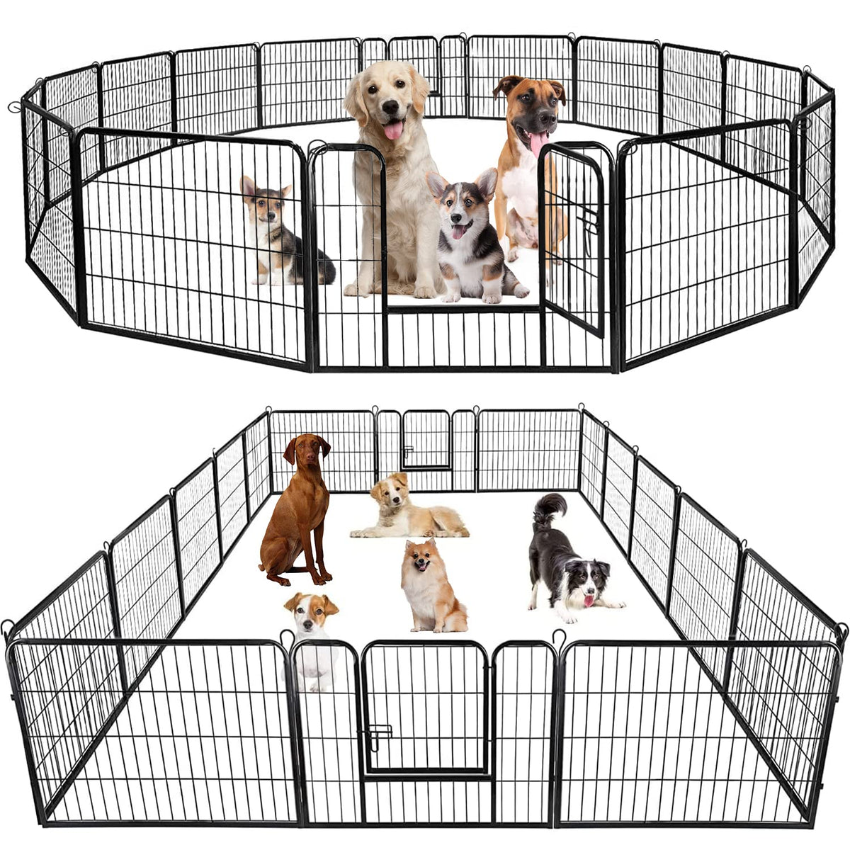 Bestpet Indoor Dog Playpen, 24 Inch 16 Panels Dog Pen For Medium And Large Dogs, Exercise Pen Pet Dog Fence With Doors Pet Puppy