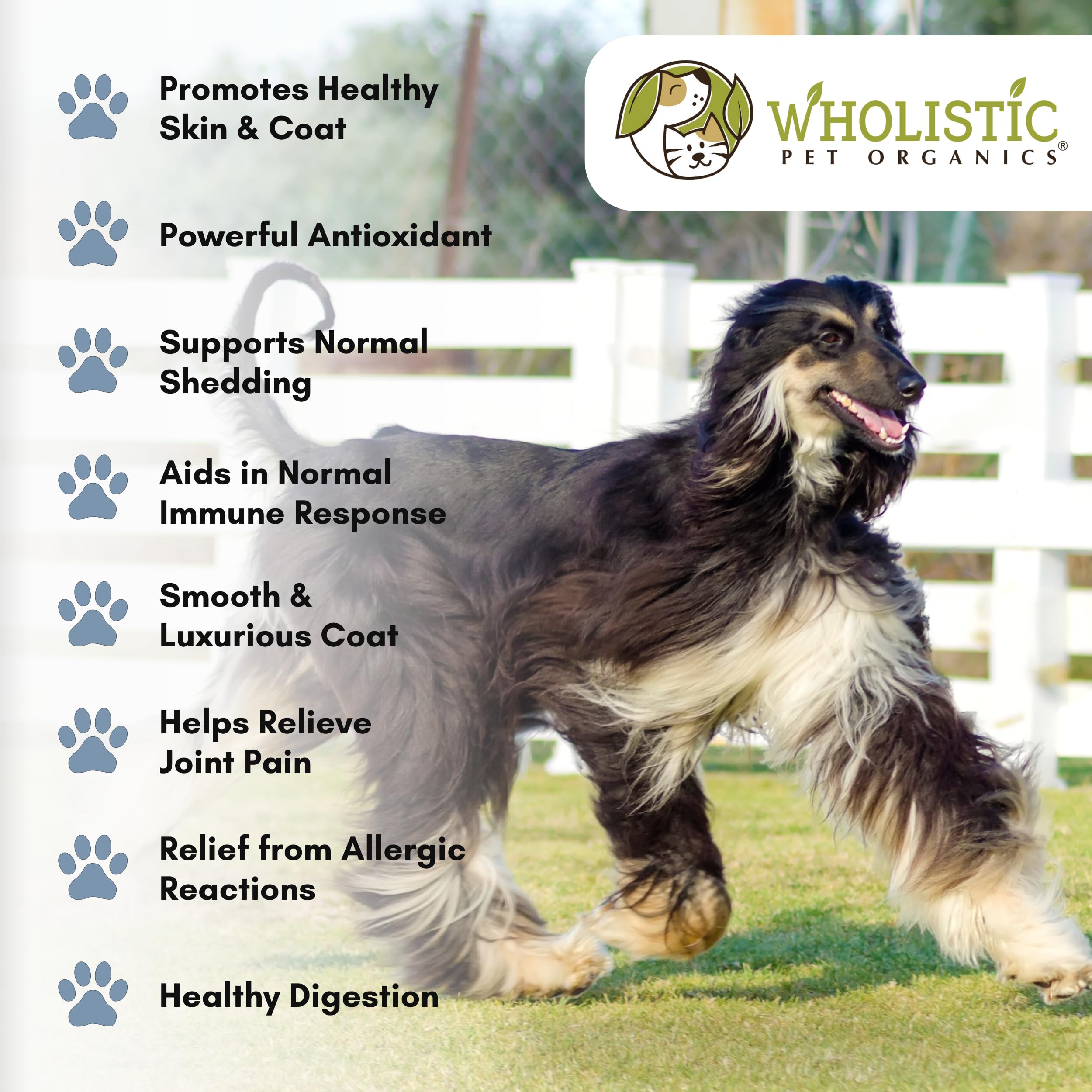 Wholistic Pet Organics Flaxseed Oil for Dogs - 16 Oz - Omega 3 Supplement for Dog Itchy Skin, Dry Skin Relief & Shedding - Skin