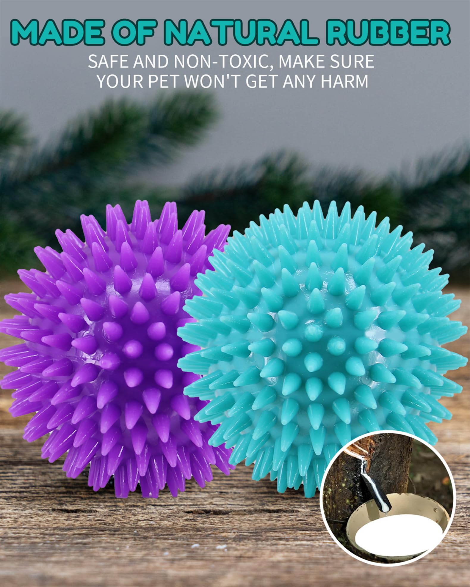Pweituoet 3.5' Spike Dog Balls - Squeaky, Durable Dog Chew Toys; 2-Pack Cleans Teeth, Trains Puppies To Adults; Perfect For Aggr
