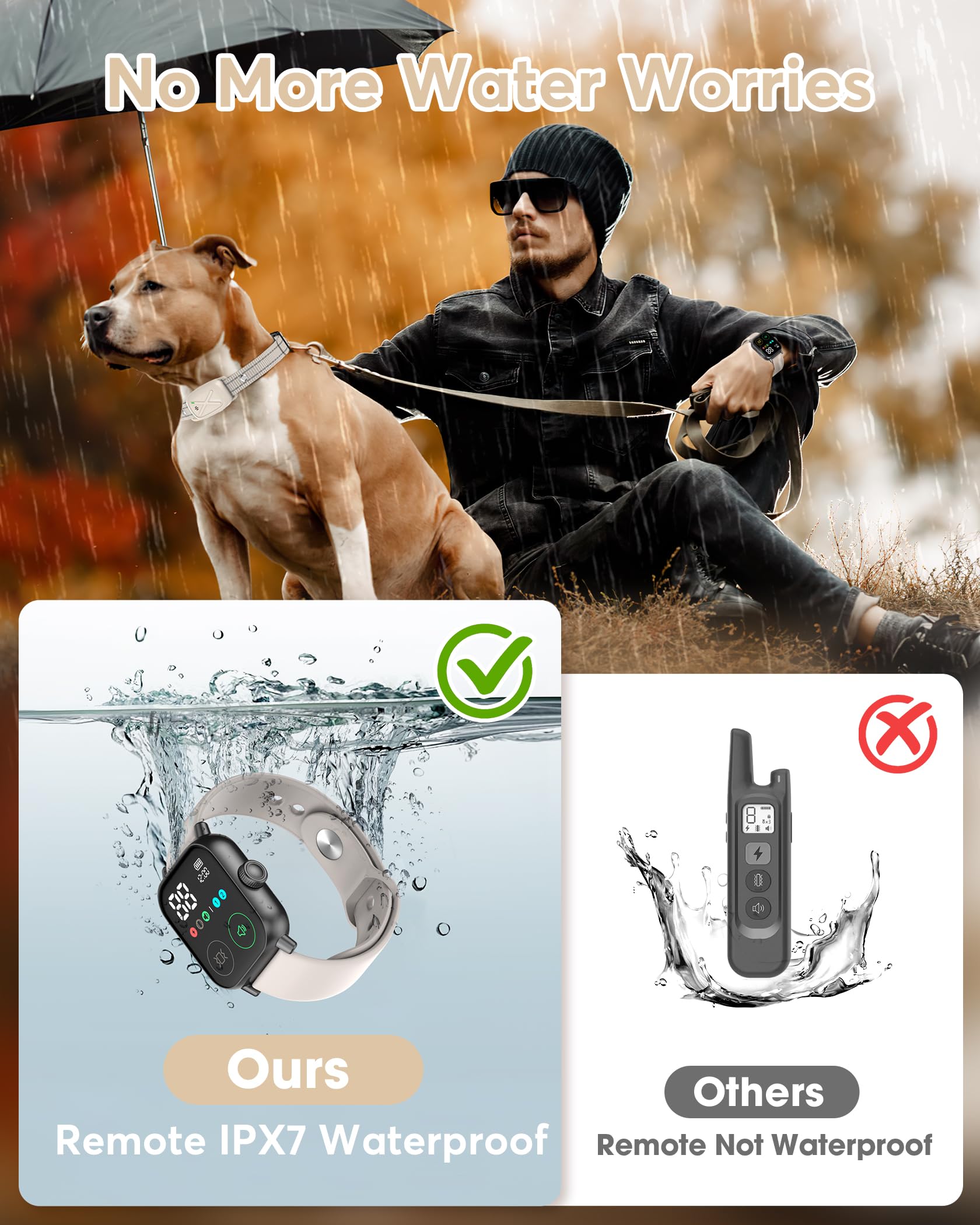 Jugbow Dog Training Collar with Remote, 3300FT Waterproof E-Collar, IPX7, Vibration & Beep for 10-120 lb Dogs, White