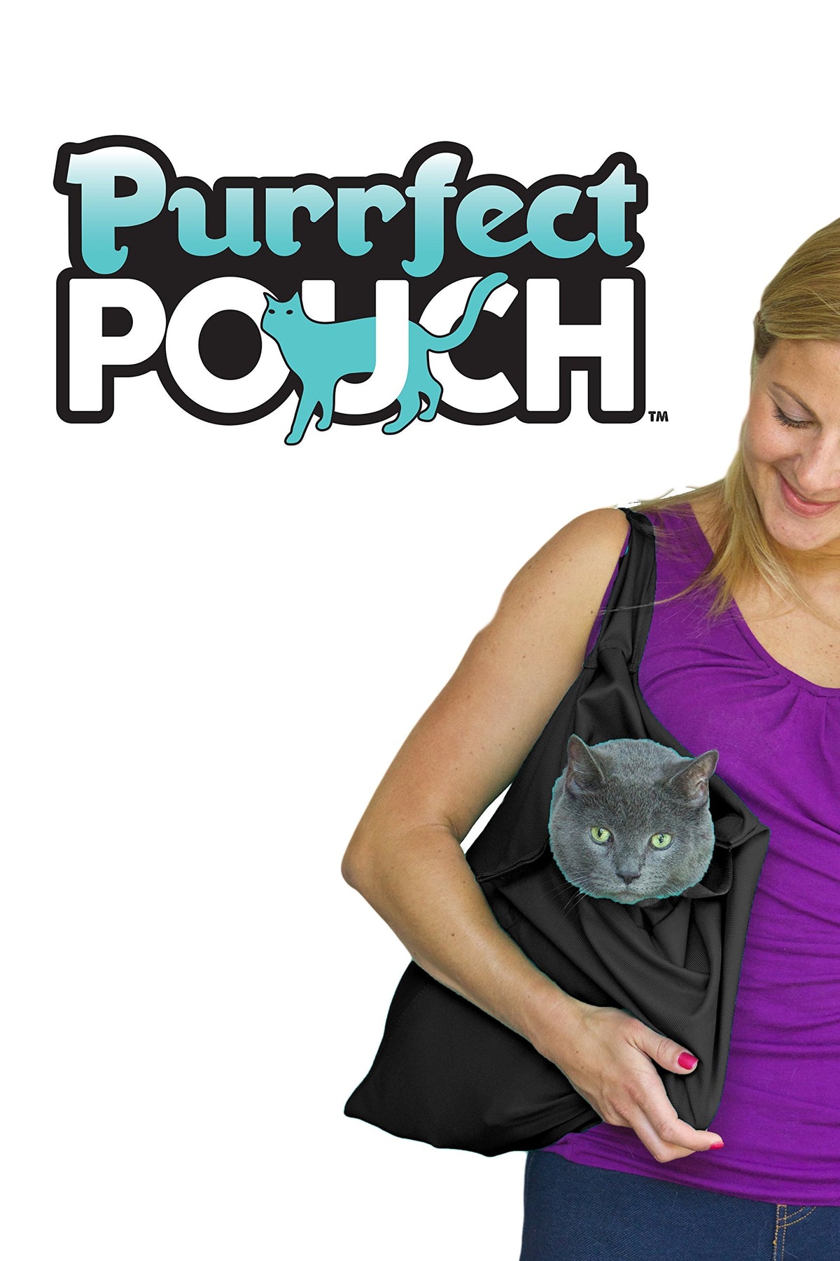 Purrfect Pouch The Original As Seen On Tv. The Comfy Cat Carrier & Grooming Sack In One (Set Of 2 - Black)