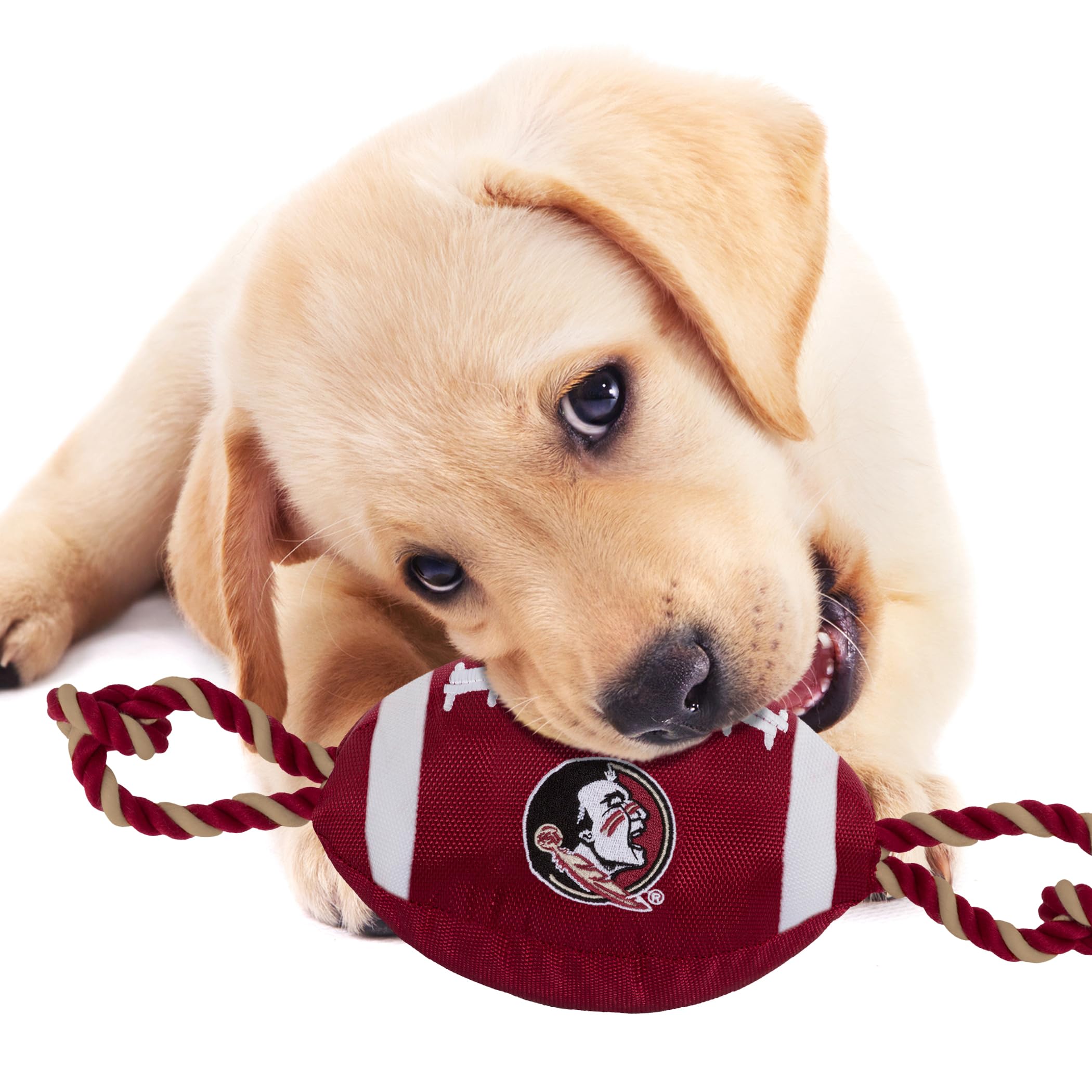 Pets First NCAA Florida State Seminoles Football Dog Toy, Tough Quality Nylon Materials, Strong Pull Ropes, Inner Squeaker, Coll