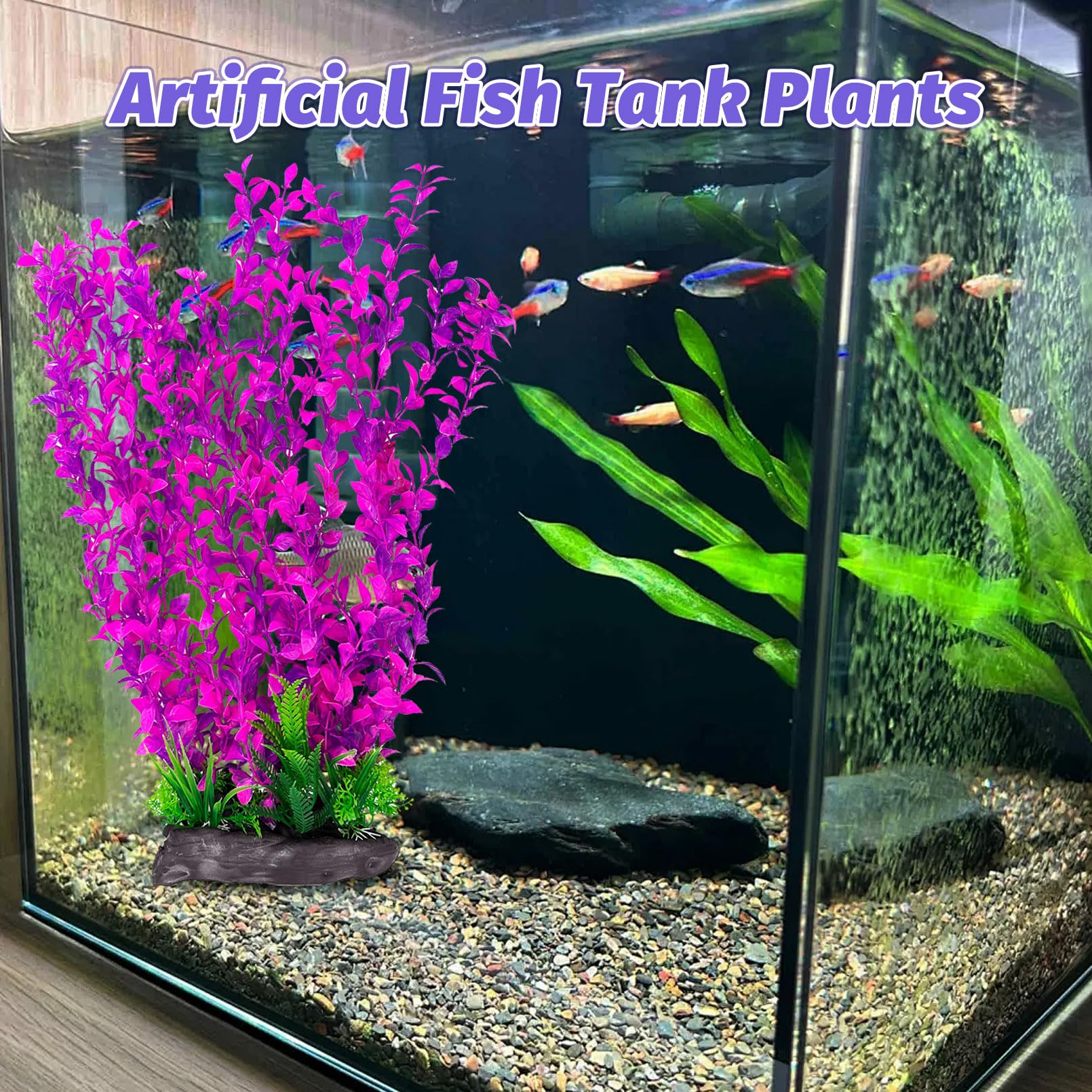 Hamiledyi Aquarium Plastic Plants Aquarium Decor Artificial Fish Tank Plants,Tall Fish Tank Decorations, Extra Large Aquarium Pl