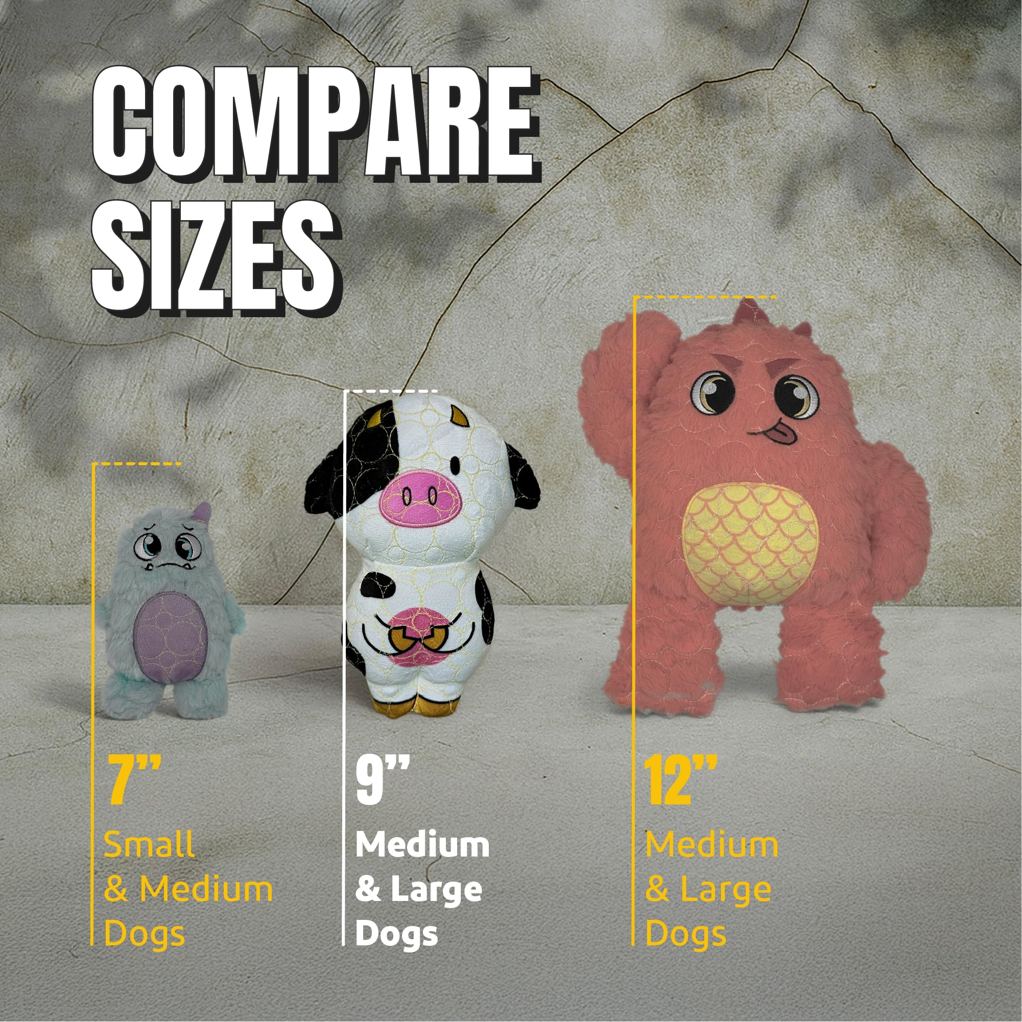 Bite Force -Durable & Strong Dog Toy Cow with Squeaker, Kevlar-Reinforced for Aggressive Chewers for Small Medium Large Dogs - W