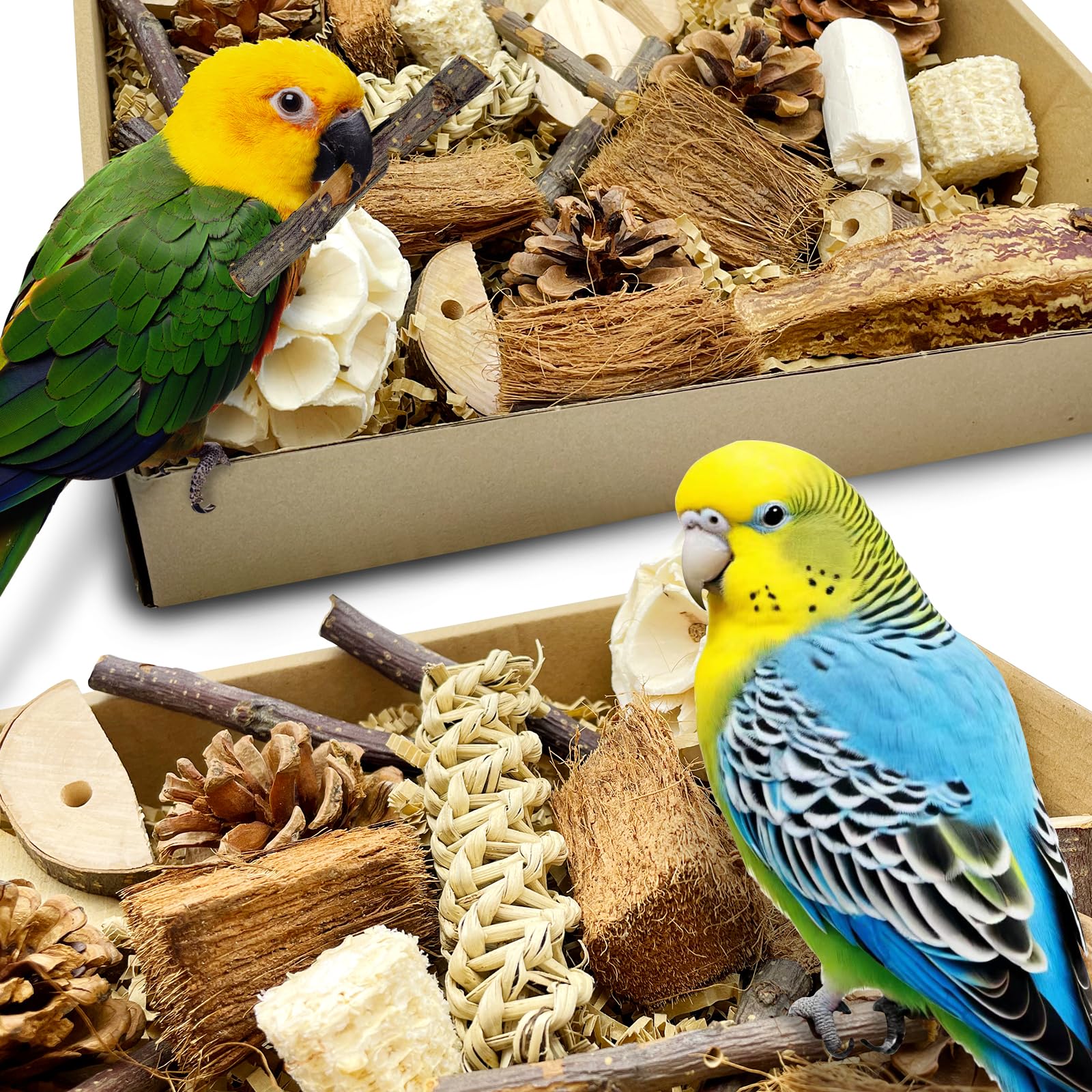 Bird Toys Parrot Toy Birds Foraging&Parrots Tearing Toys Box Interactive Chewing And Shredding Toy For Parakeets, Cockatiels, Ca