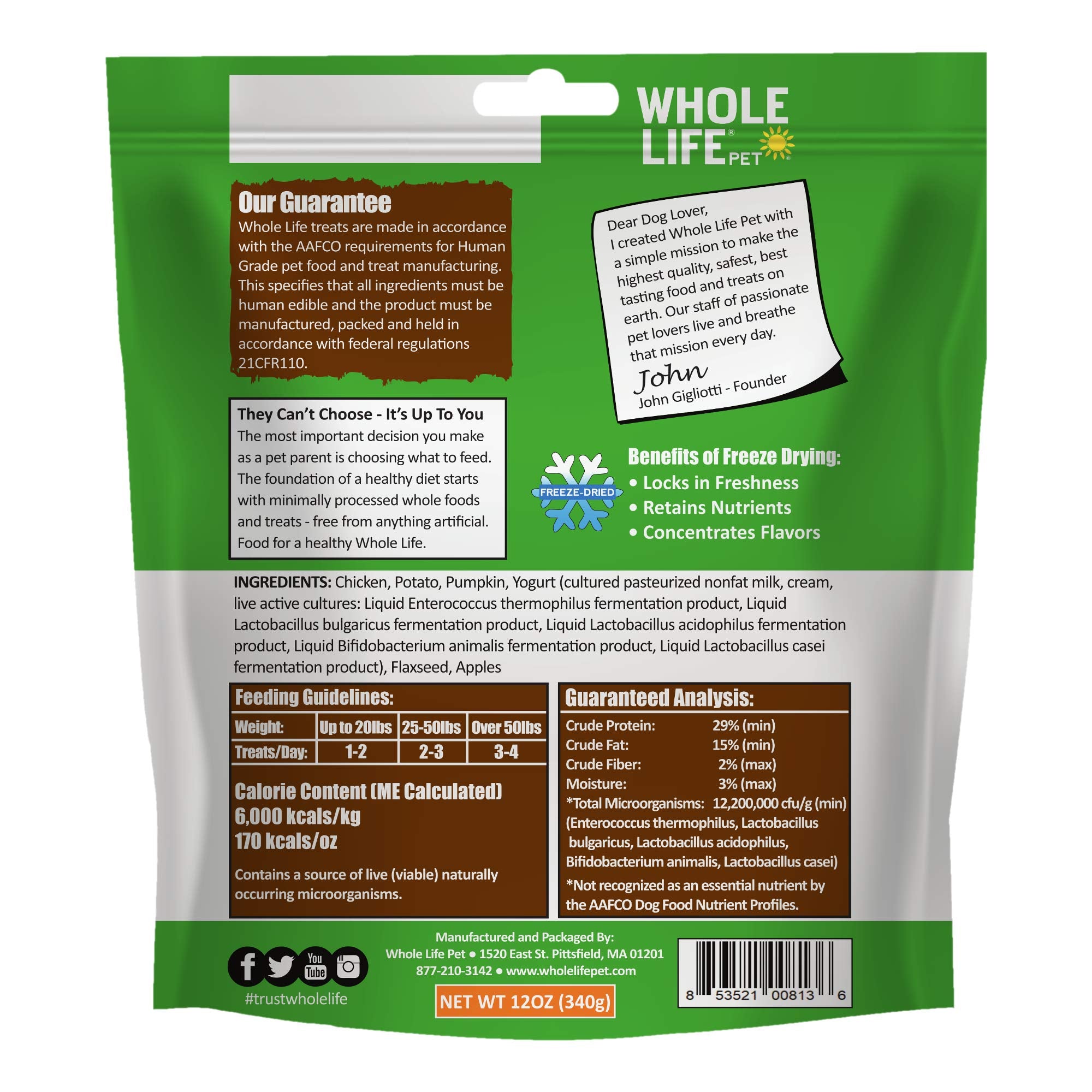 Whole Life Dog Living Treats for Dogs - Human Grade Probiotics for Digestive & Gut Health, Canine Gas, Diarrhea, Vomit & Constip