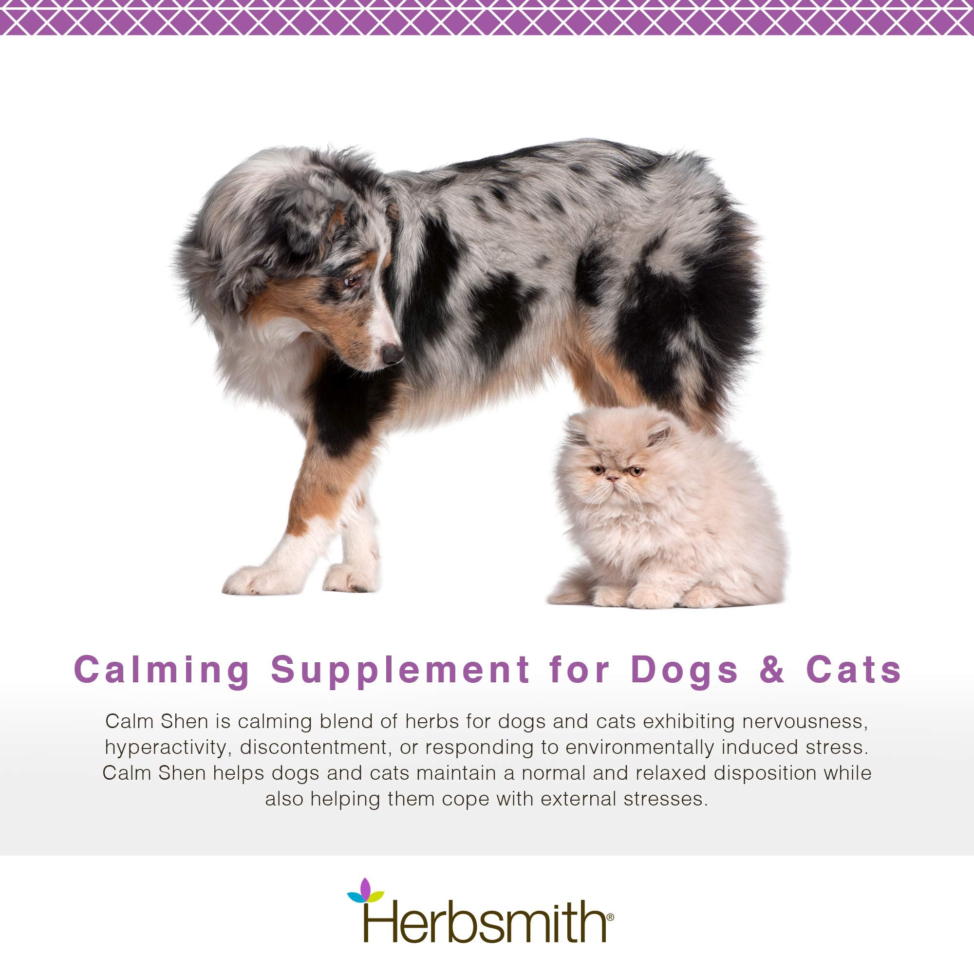 Herbsmith Calm Shen - Herbal Blend for Dogs & Cats - Natural Anxiety Remedy for Dogs & Cats - Feline and Canine Calming Suppleme