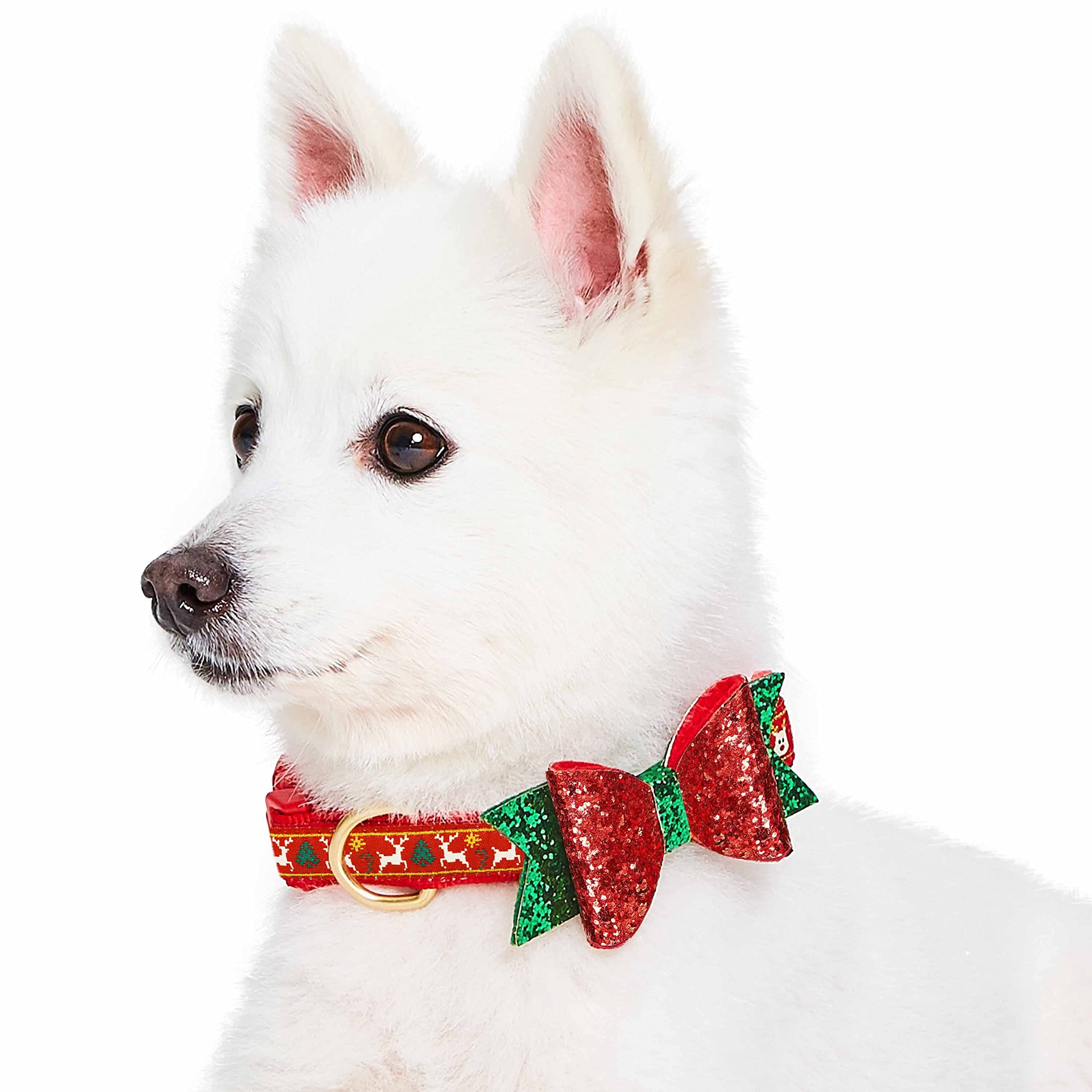 Blueberry Pet Christmas Dog Collar With Bow - Size Medium - Adjustable Holiday Dog Collars For Medium Dogs & Small Dogs, Award-W