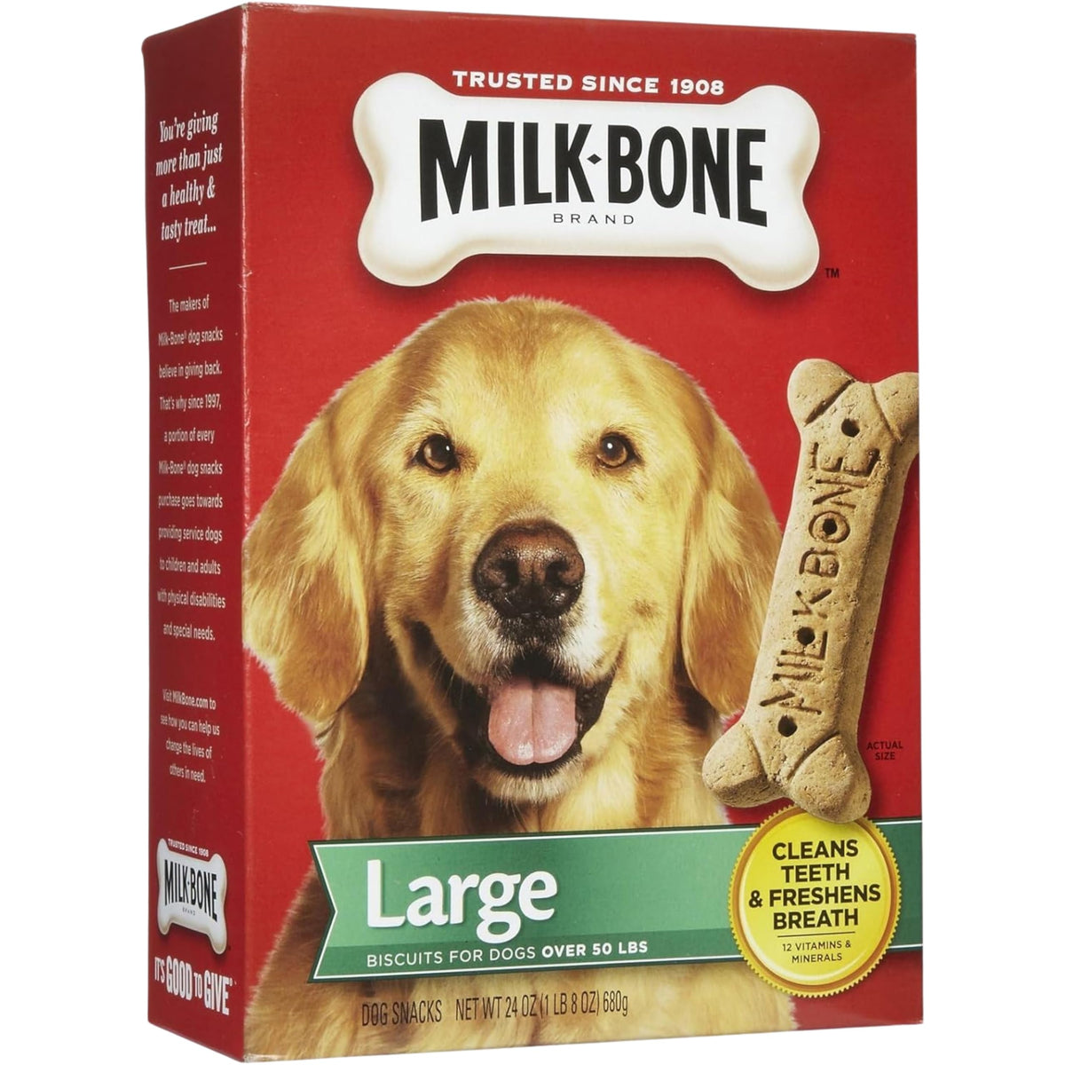 Milk-Bone Large Dog Treats - Pack Of 1 Crunchy & Tasty Pet Snacks For Oral Care, Big Dogs, Made With Real Bone Milk.