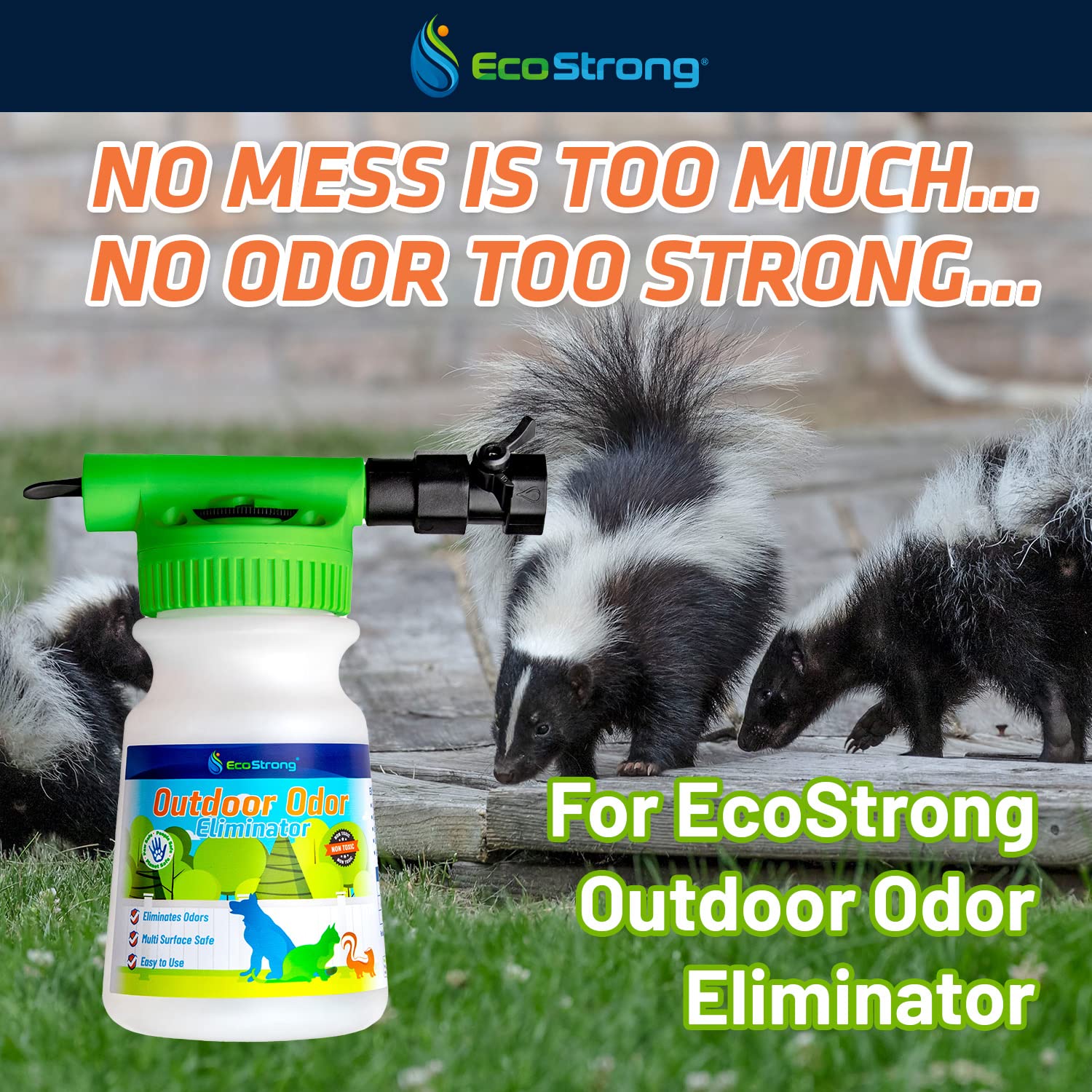 Eco Strong Outdoor Odor Eliminator - 128 Fl Oz Enzyme Cleaner for Dog Urine, Cat, and Animal Scent Deodorizer - Professional Strength