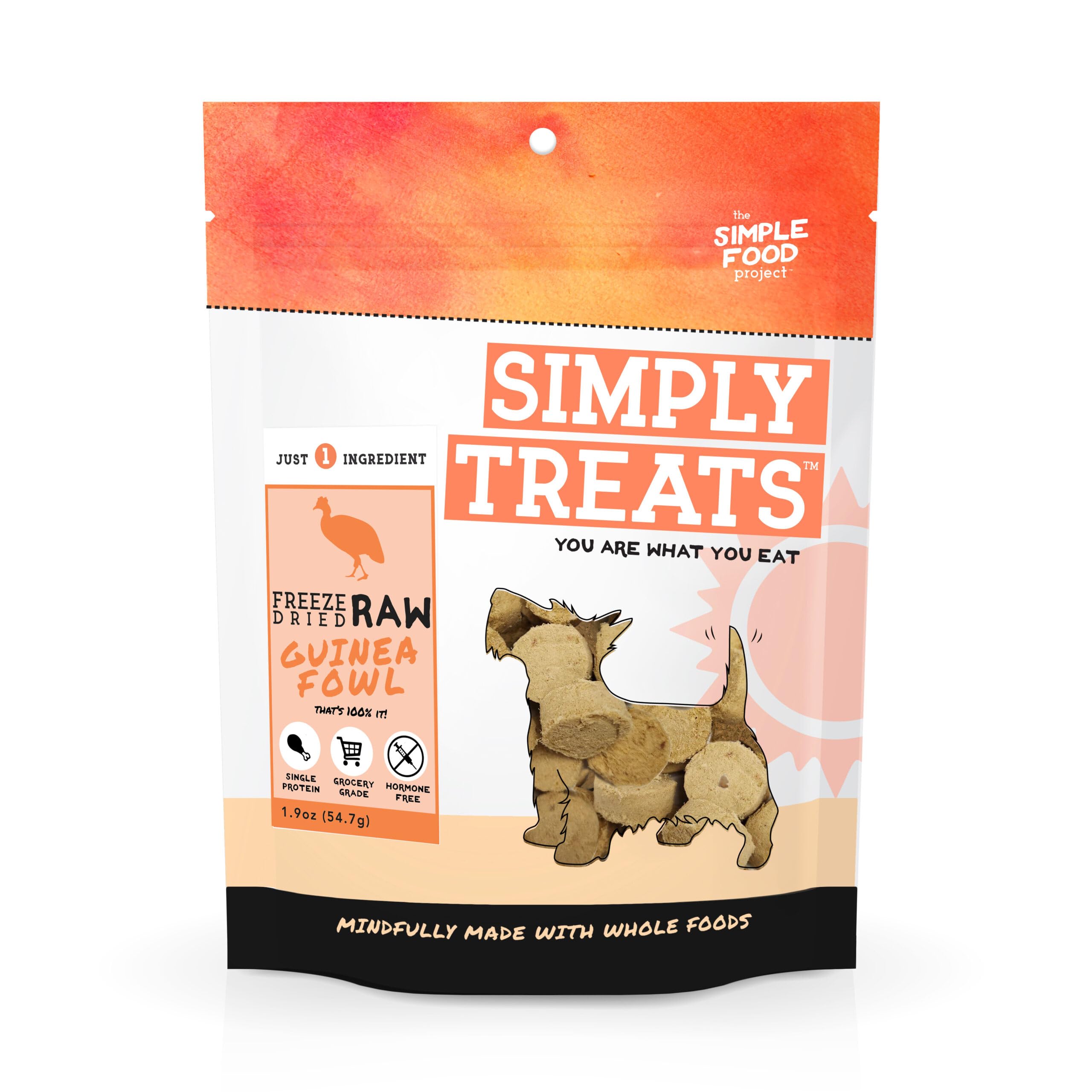 The Simple Food Project Freeze Dried Raw Dog Treats Grain Free, All Natural, with Just 1 Ingredient Guinea Fowl for Dogs Use As 