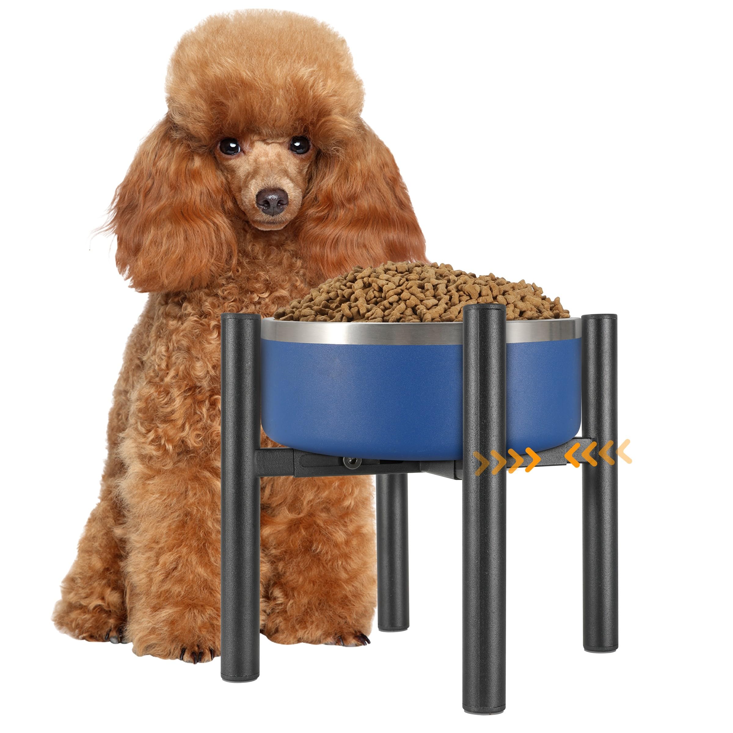 PROERR Raised Single Dog Bowl Stand, Adjustable 12-16 Tall, Elevated Dog Food Bowl Stand for 8-12 Wide Bowls, Dog Bowl Holder fo