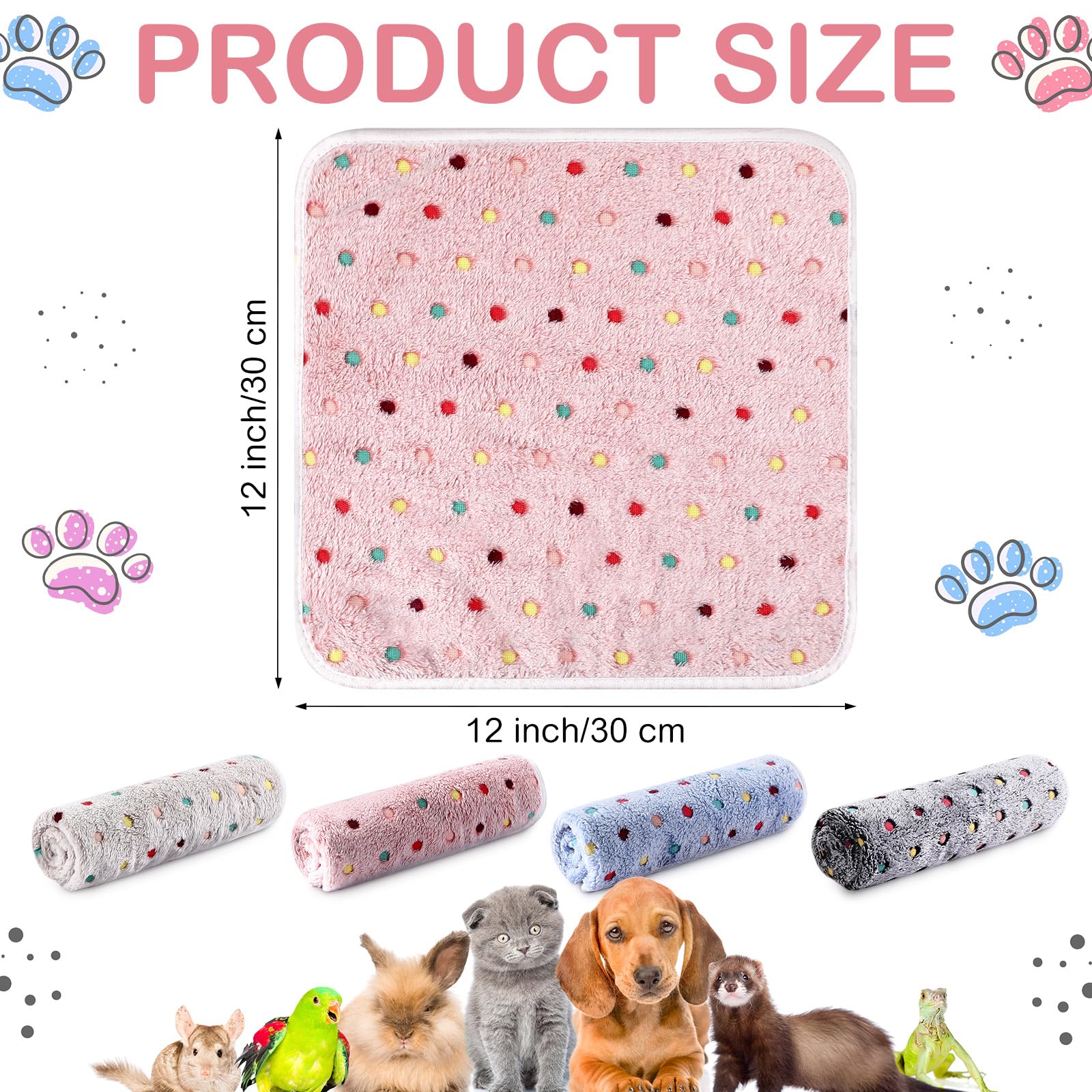 Tudomro 8 Pcs Guinea Pig Bedding Cage Liners Bulk Waterproof Blankets Small Animal Flannel Throw Bedding Absorbent Reusable Pet