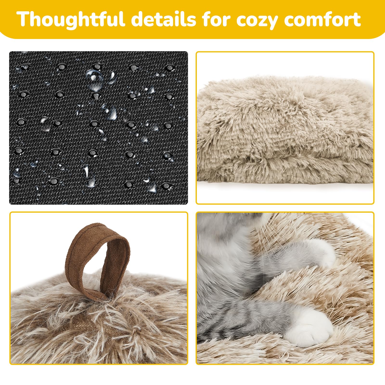 Catism Cat Bed, Cat Cave For Indoor Cats, Soft Cat Dome, Self-Warming 2 In 1 Foldable Pet Cat House With Washable Cushioned Pill