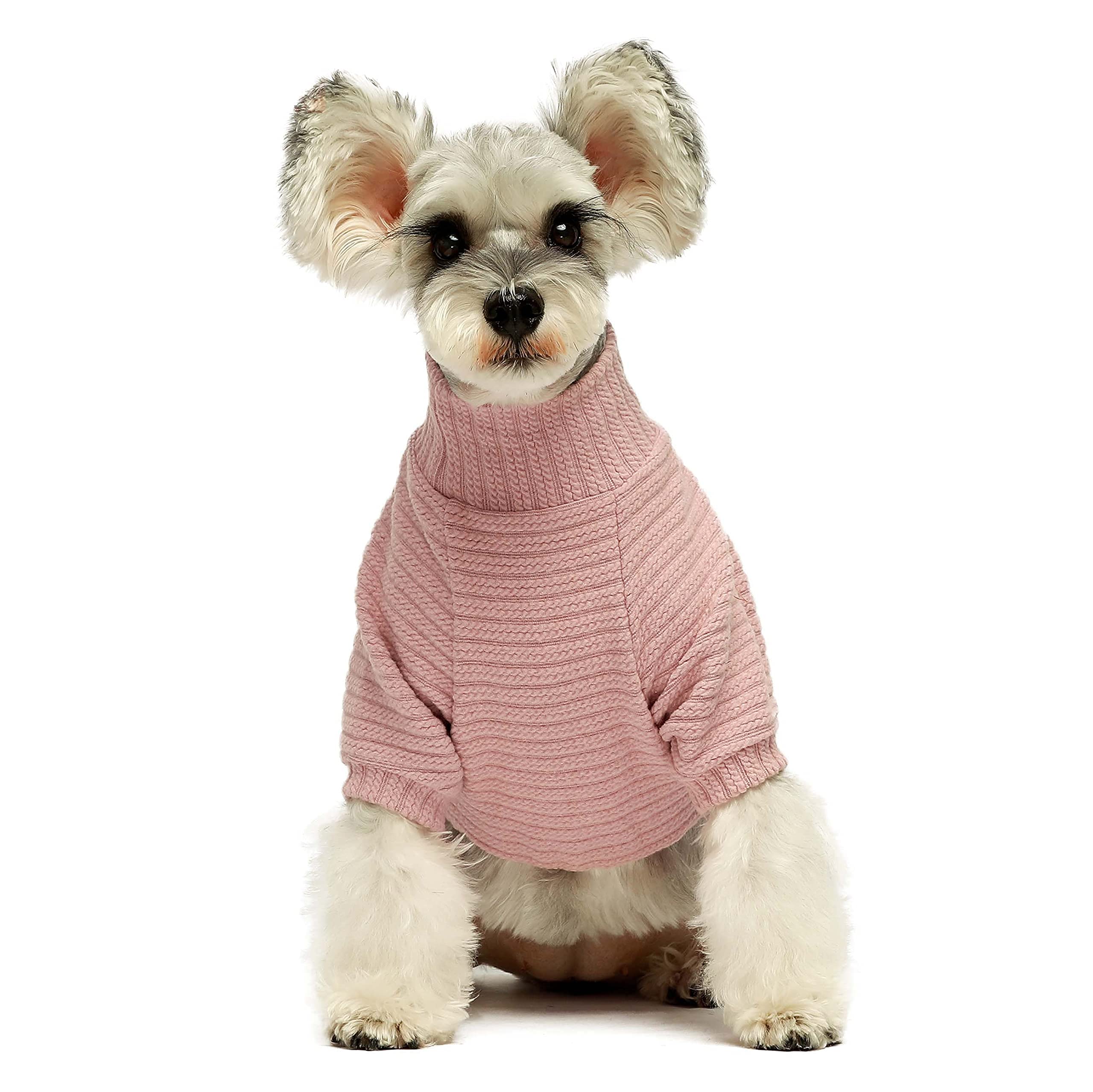 Fitwarm Turtleneck Knitted Dog Sweater Puppy Pajamas Thermal Doggie Winter Clothes Knitwear Pet Coats Cat Apparel Pink Xxl