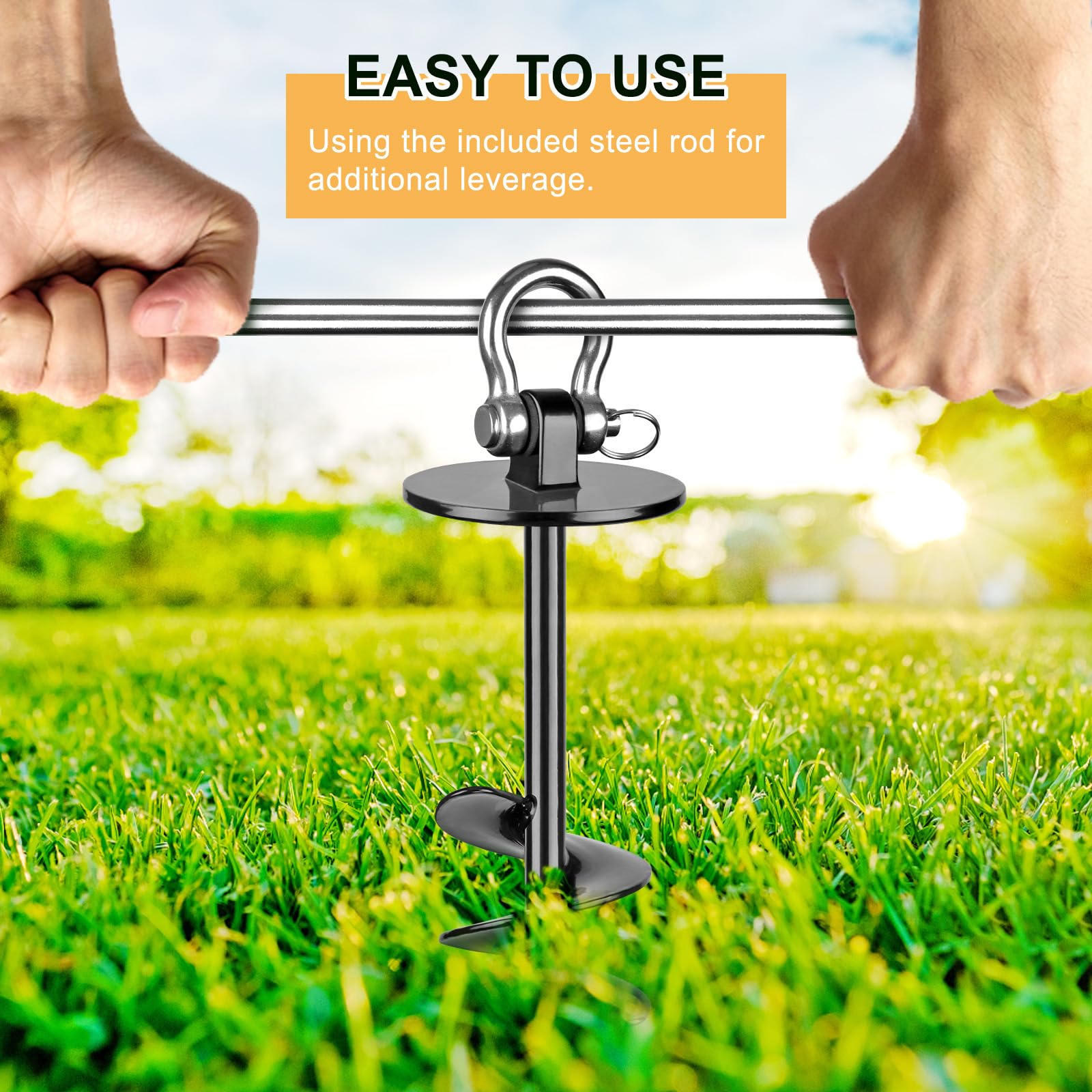 Seleware Dog Tie Out Stake Outdoor Anti-Rust Dog Anchor For Large Dogs Up To 220 Lbs, Foldable Dog Stake Dog Camping Gear Twist