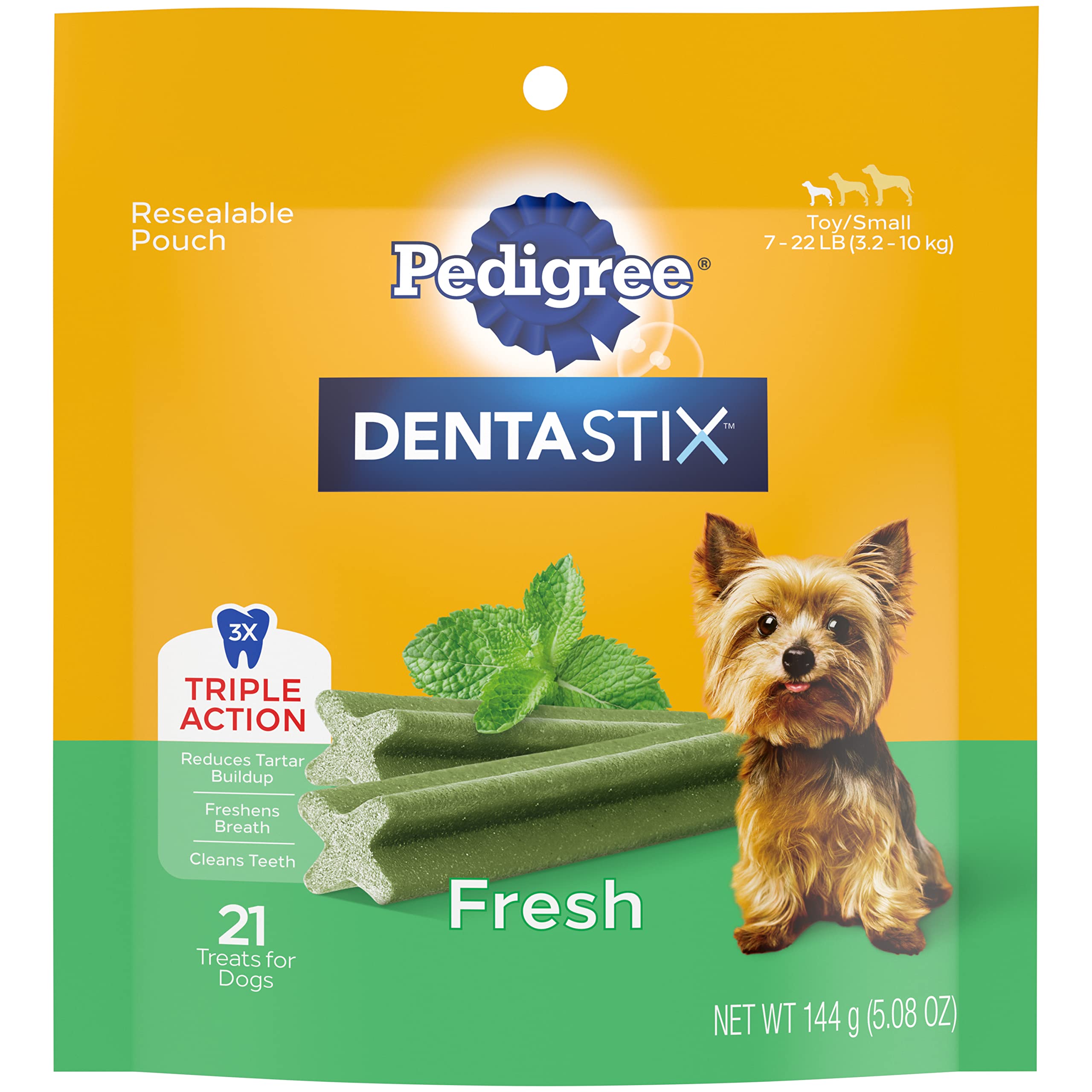 Pedigree Dentastix Dental Care Treats Toy & Small Breed Fresh Flavor, 21 Treats (Pack of 7)